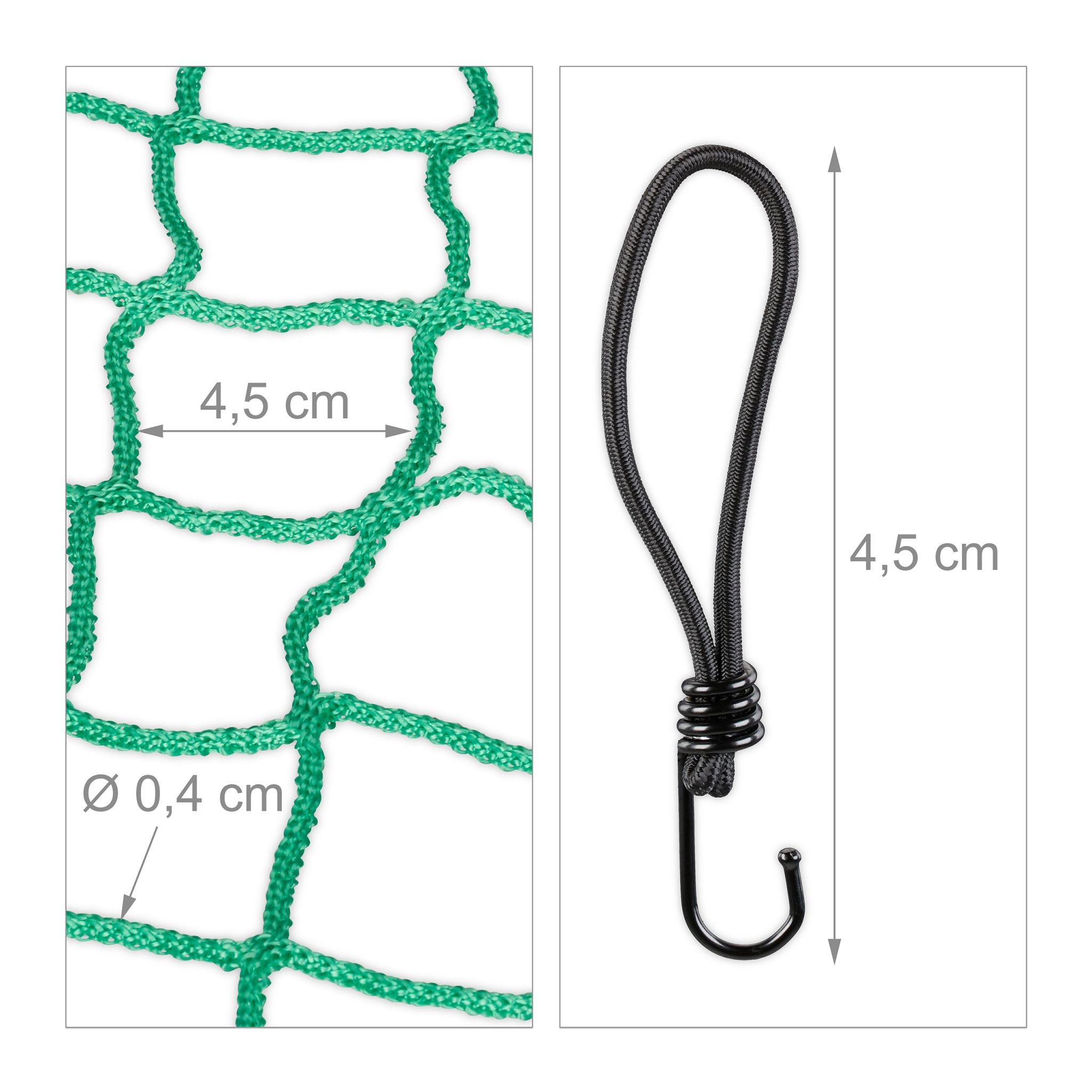 Anhängernetz 1,5 x 2,2 m Grün-Orange-Schwarz von Relaxdays