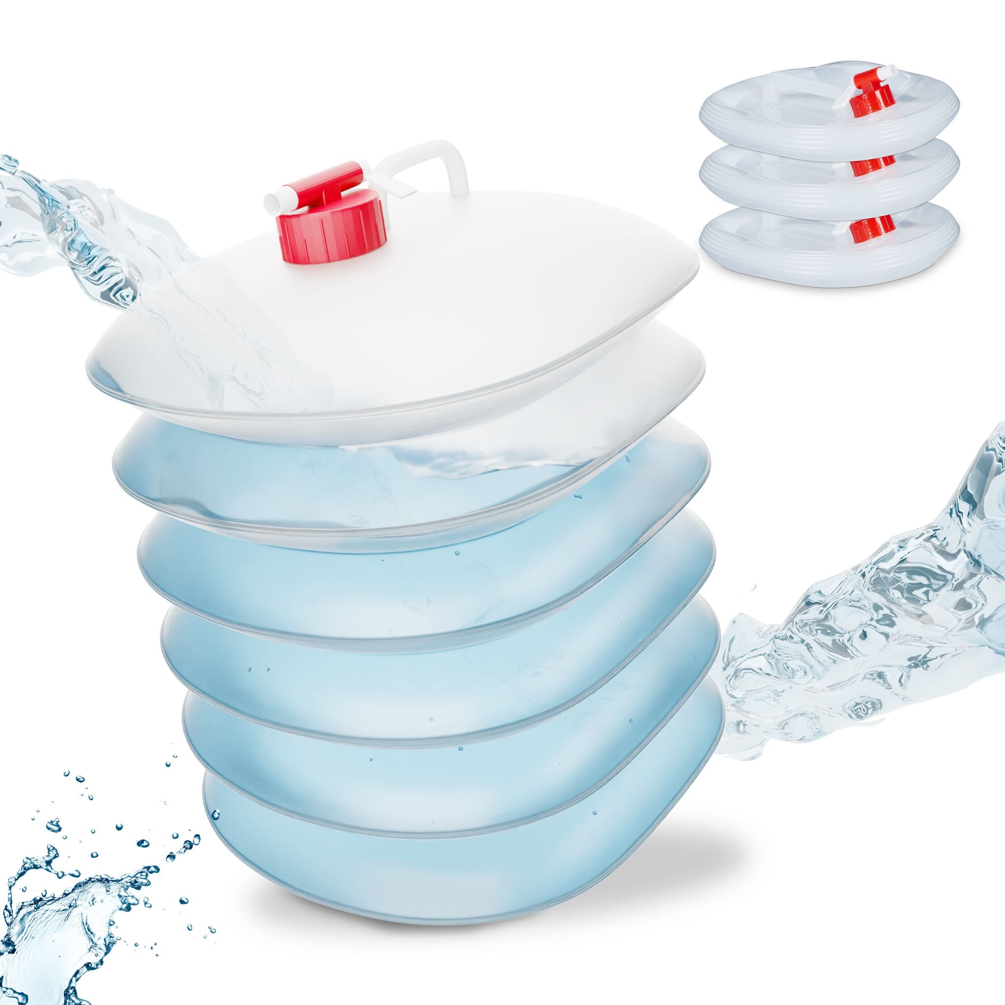 Ovale Faltkanister 4er-Set Weiss-Rot-Transparent von Relaxdays