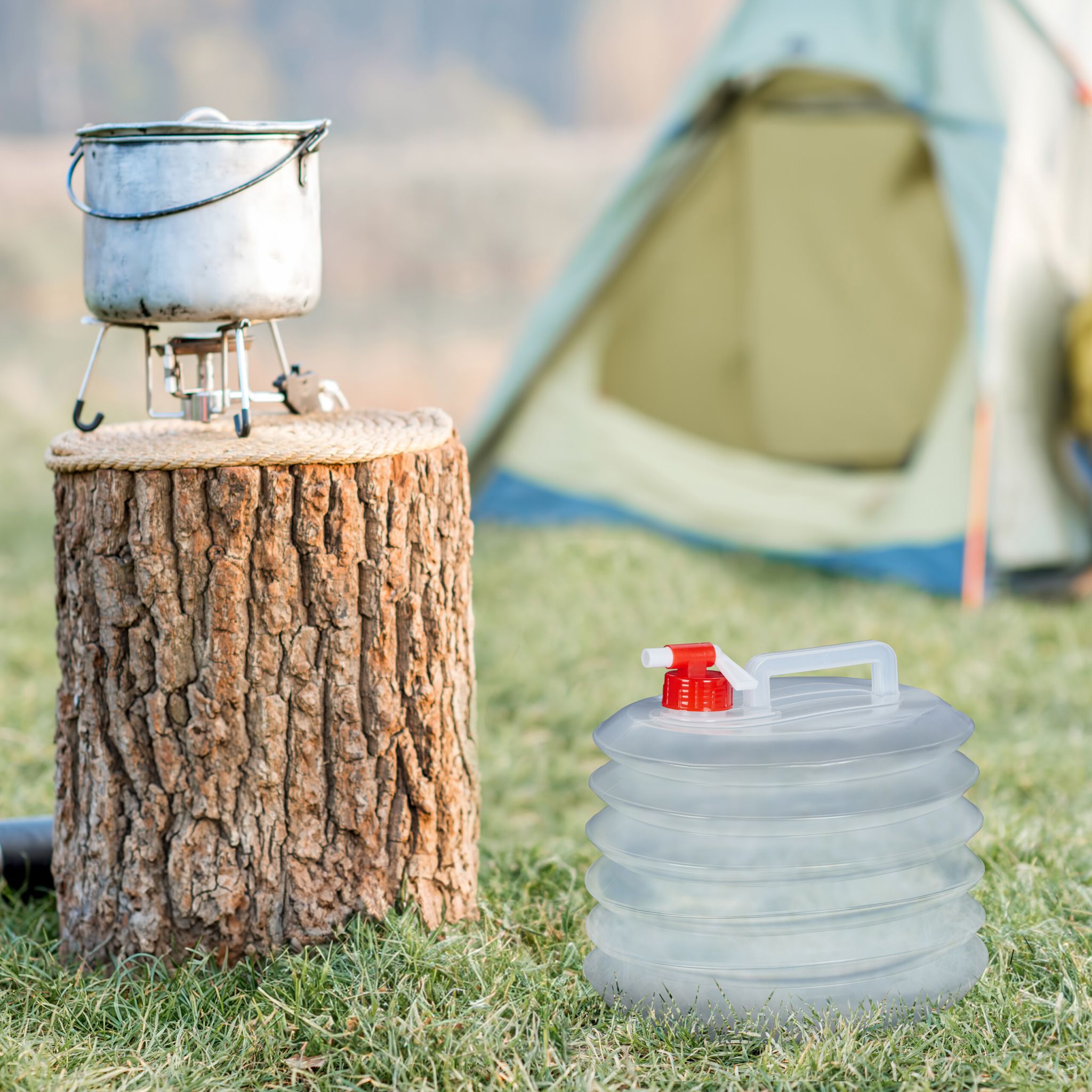Ovale Faltkanister 4er-Set Weiss-Rot-Transparent von Relaxdays
