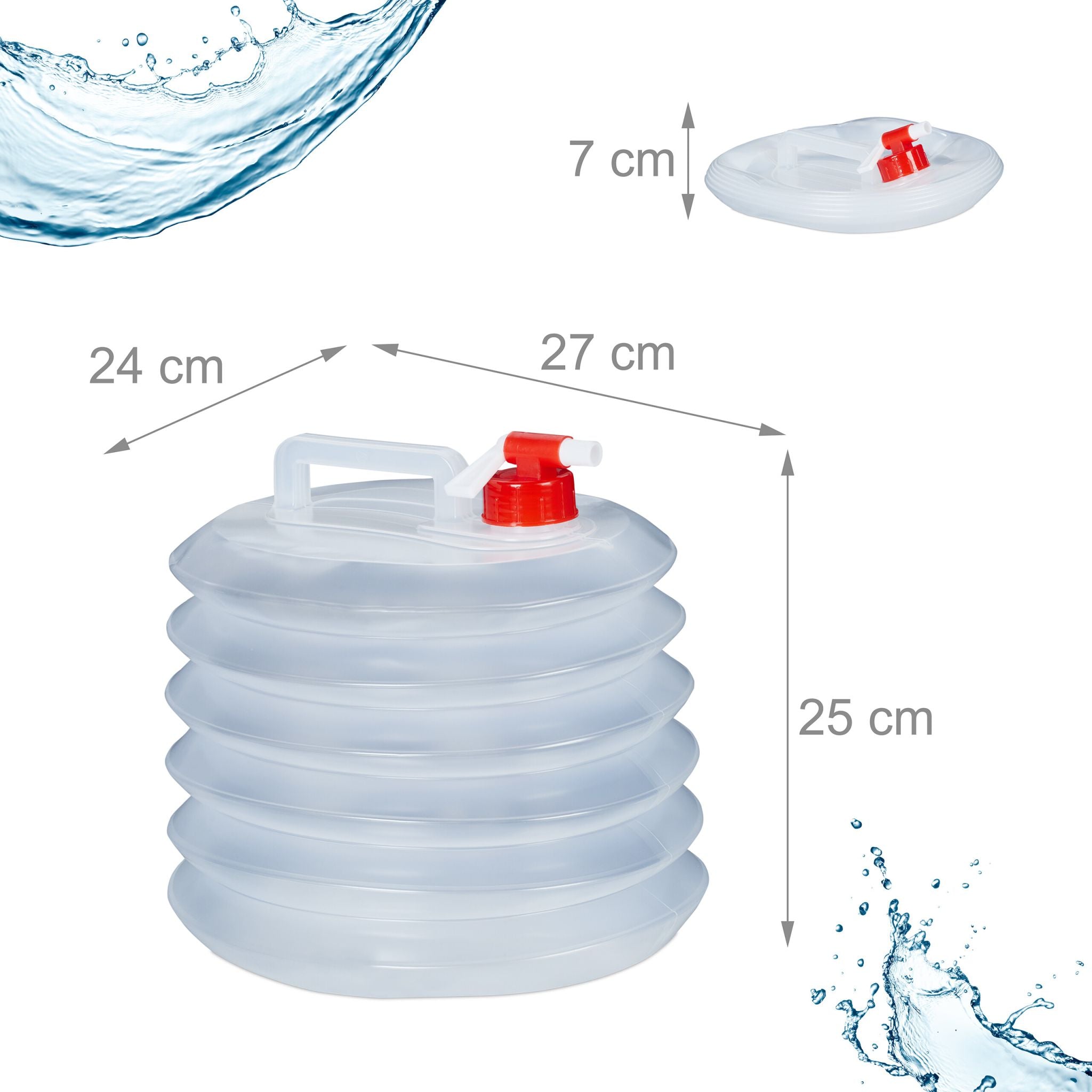 Ovale Faltkanister 4er-Set Weiss-Rot-Transparent von Relaxdays
