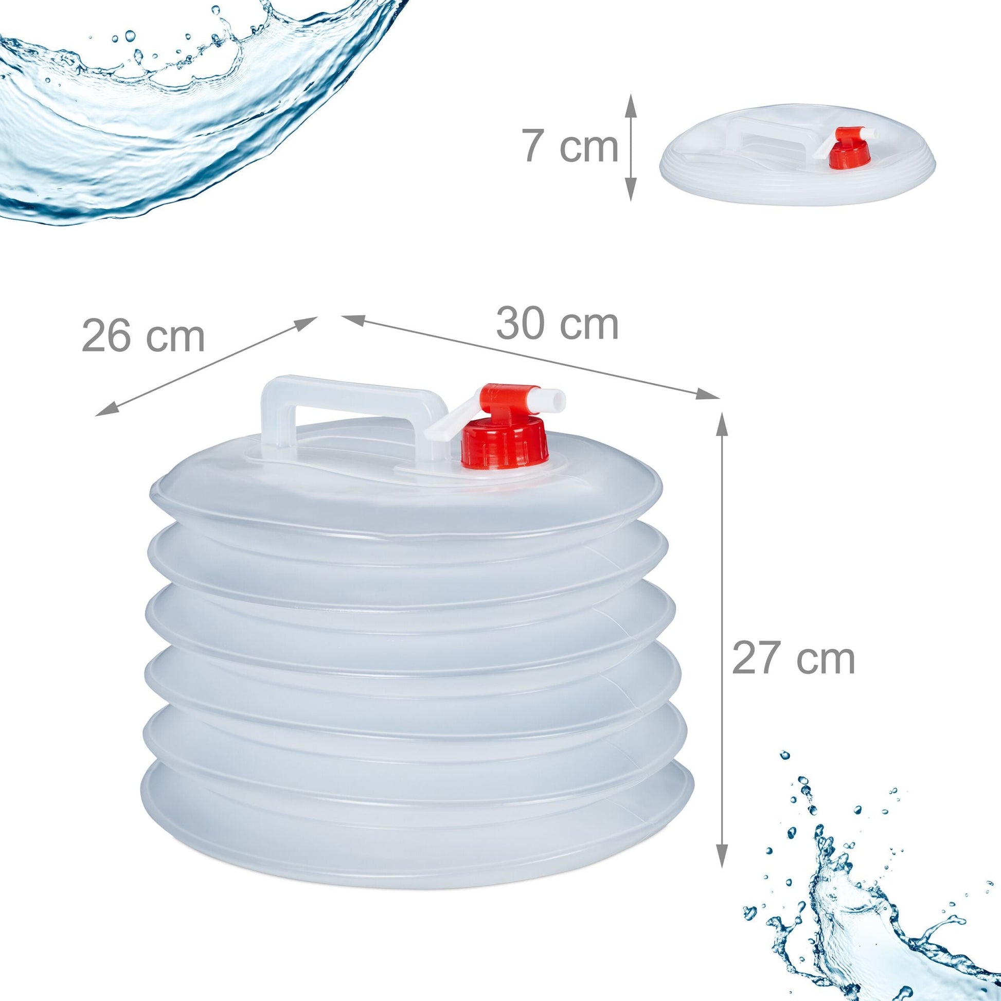 Ovale Faltkanister 4er-Set Weiss-Rot-Transparent von Relaxdays
