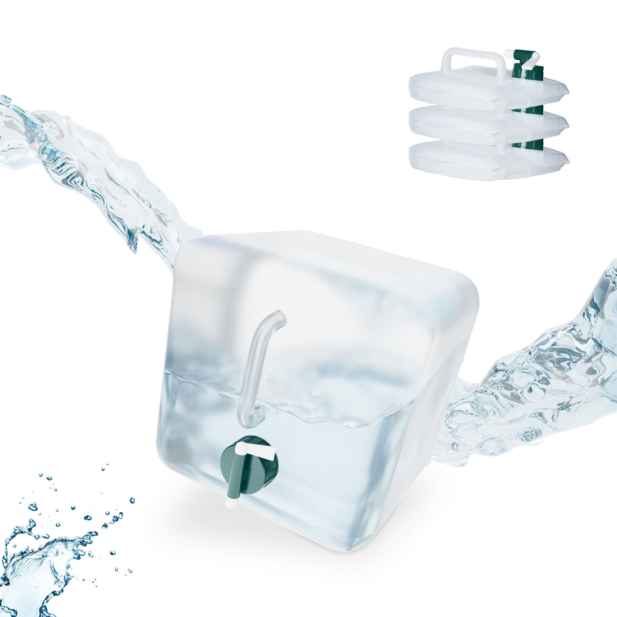 Quadratische Faltkanister 4er-Set Weiss-Grün-Transparent von Relaxdays