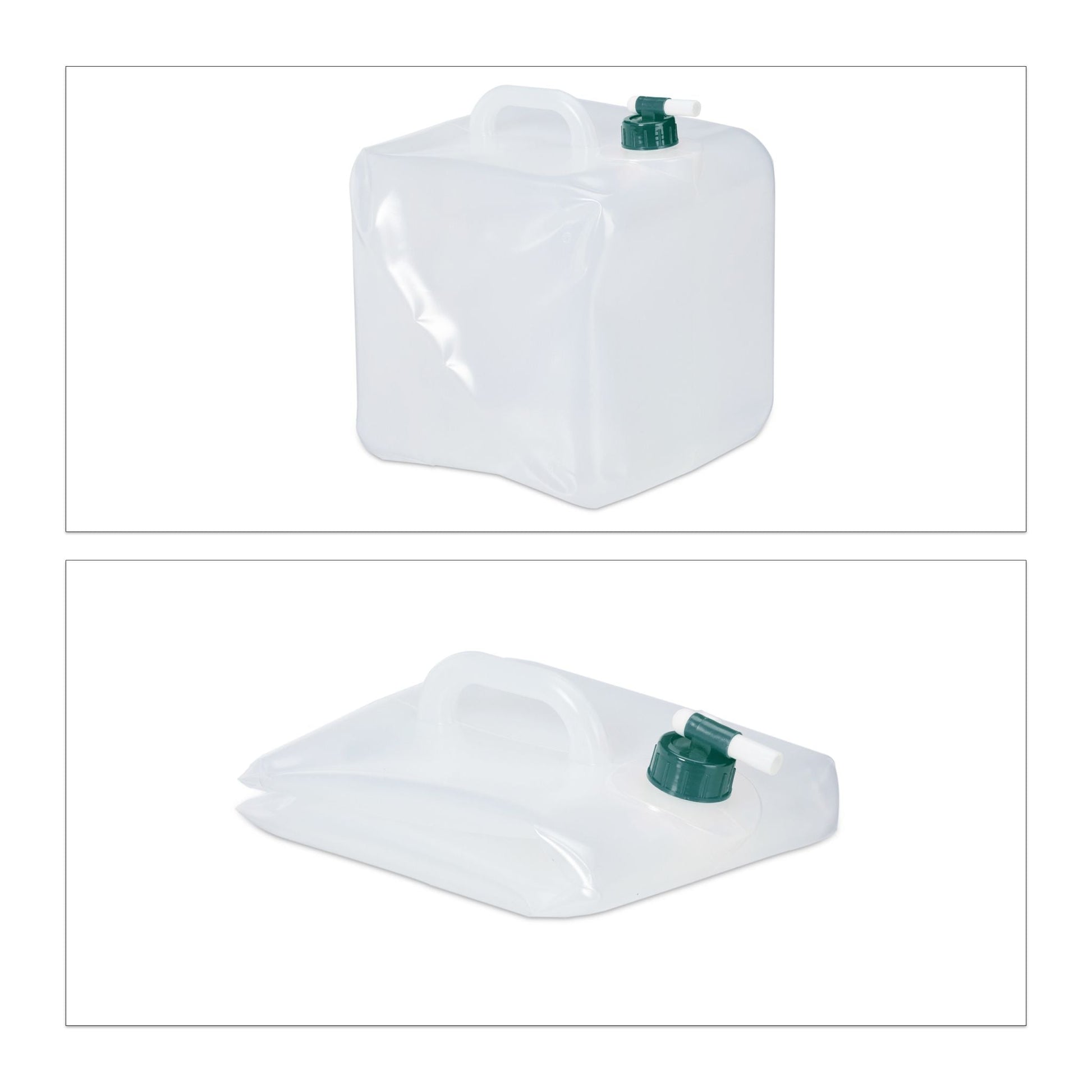 Quadratische Faltkanister 4er-Set Weiss-Grün-Transparent von Relaxdays