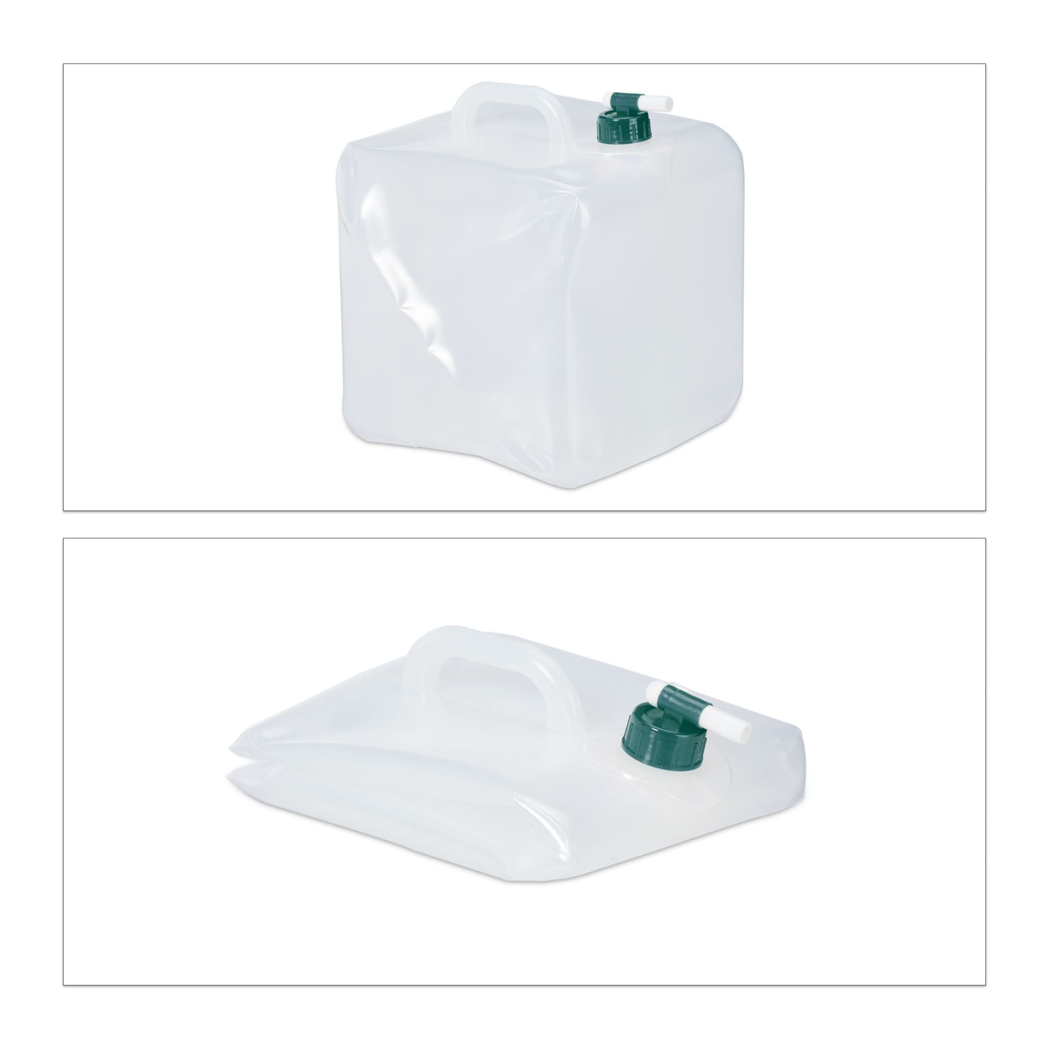 Quadratische Faltkanister 4er-Set Weiss-Grün-Transparent von Relaxdays