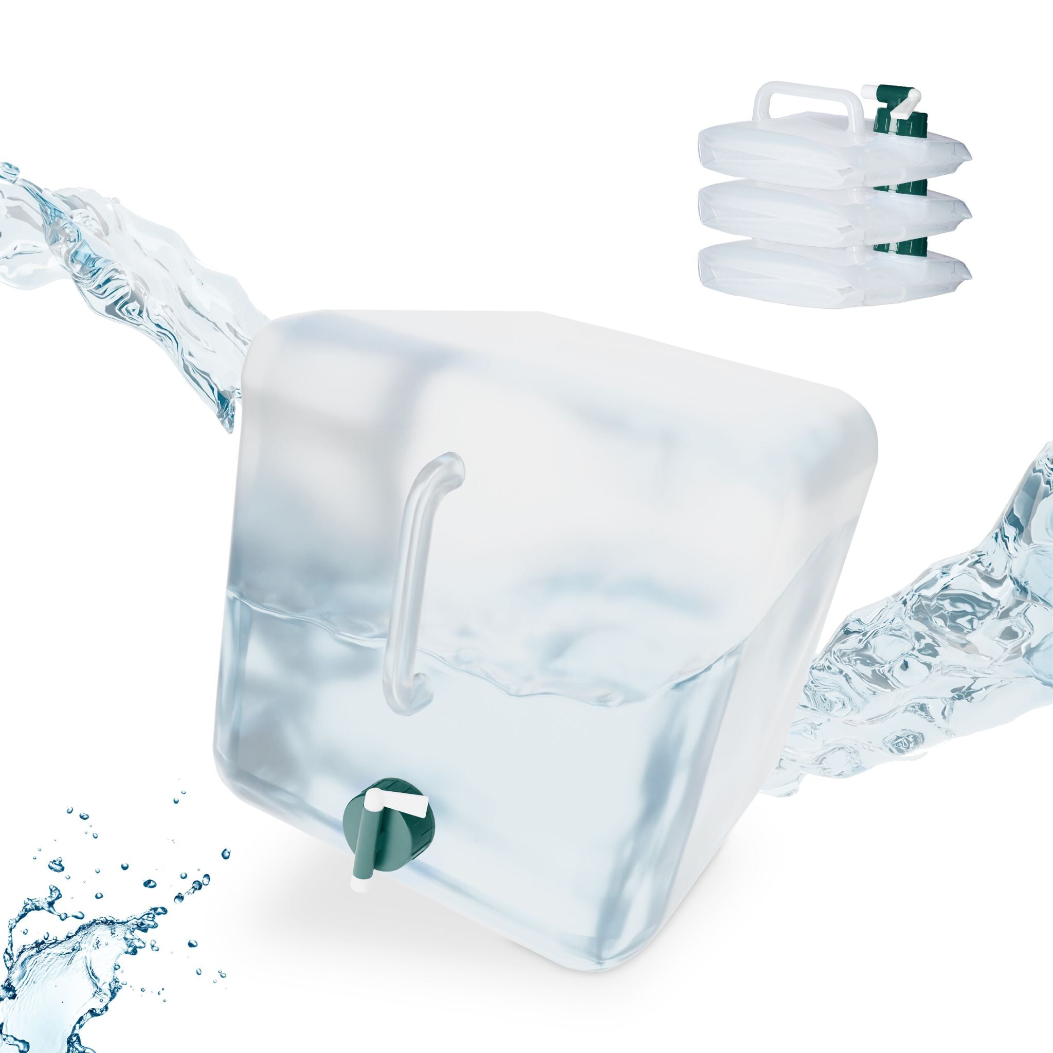 Quadratische Faltkanister 4er-Set Weiss-Grün-Transparent von Relaxdays