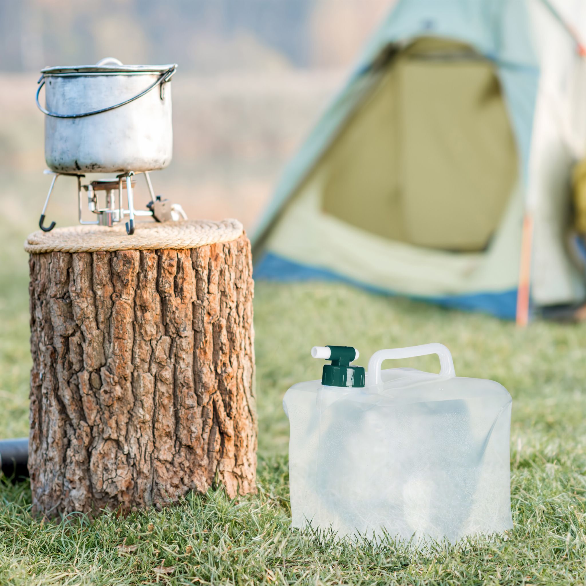 Quadratische Faltkanister 4er-Set Weiss-Grün-Transparent von Relaxdays