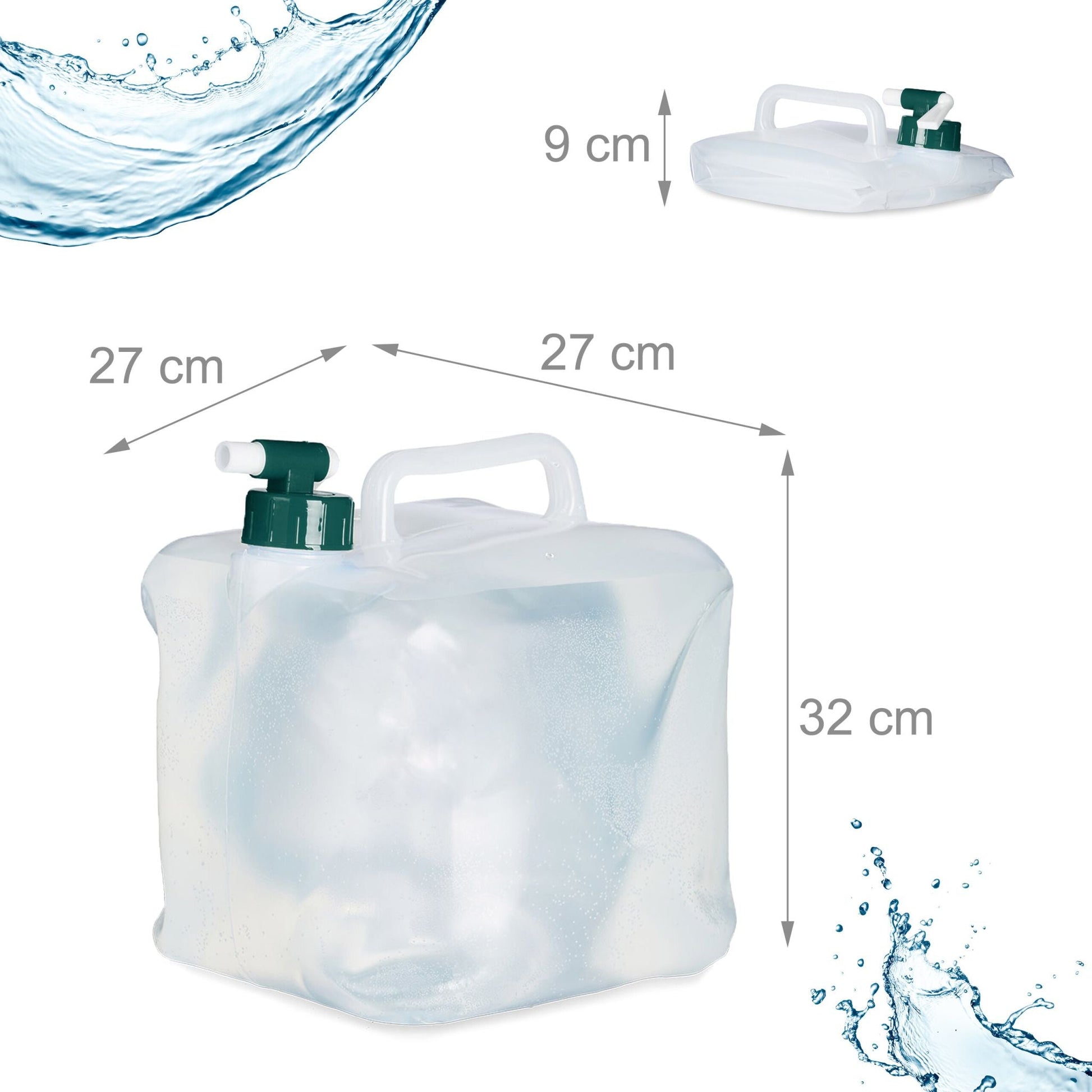 Quadratische Faltkanister 4er-Set Weiss-Grün-Transparent von Relaxdays