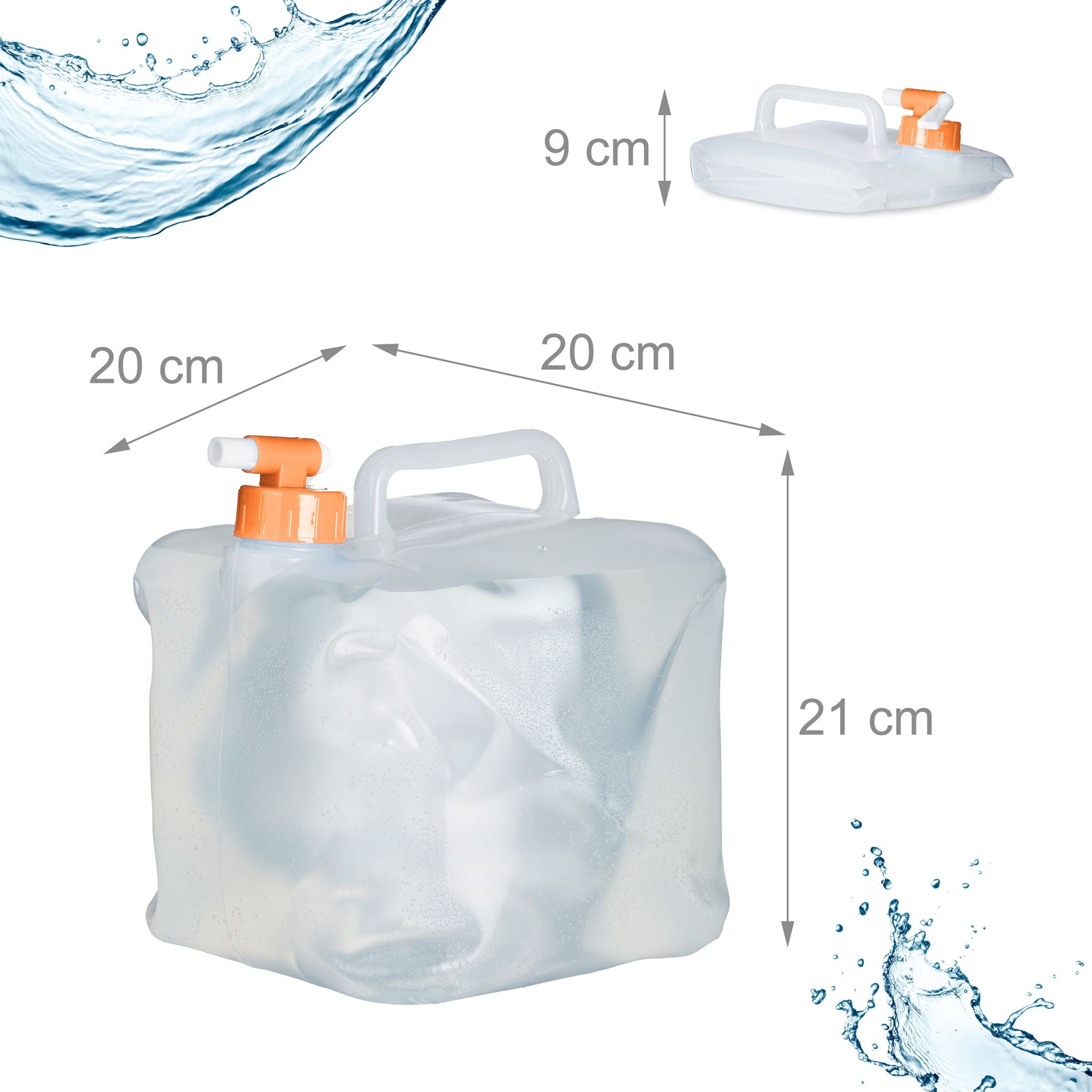 Faltbarer Wasserkanister 4er-Set Weiss-Orange-Transparent