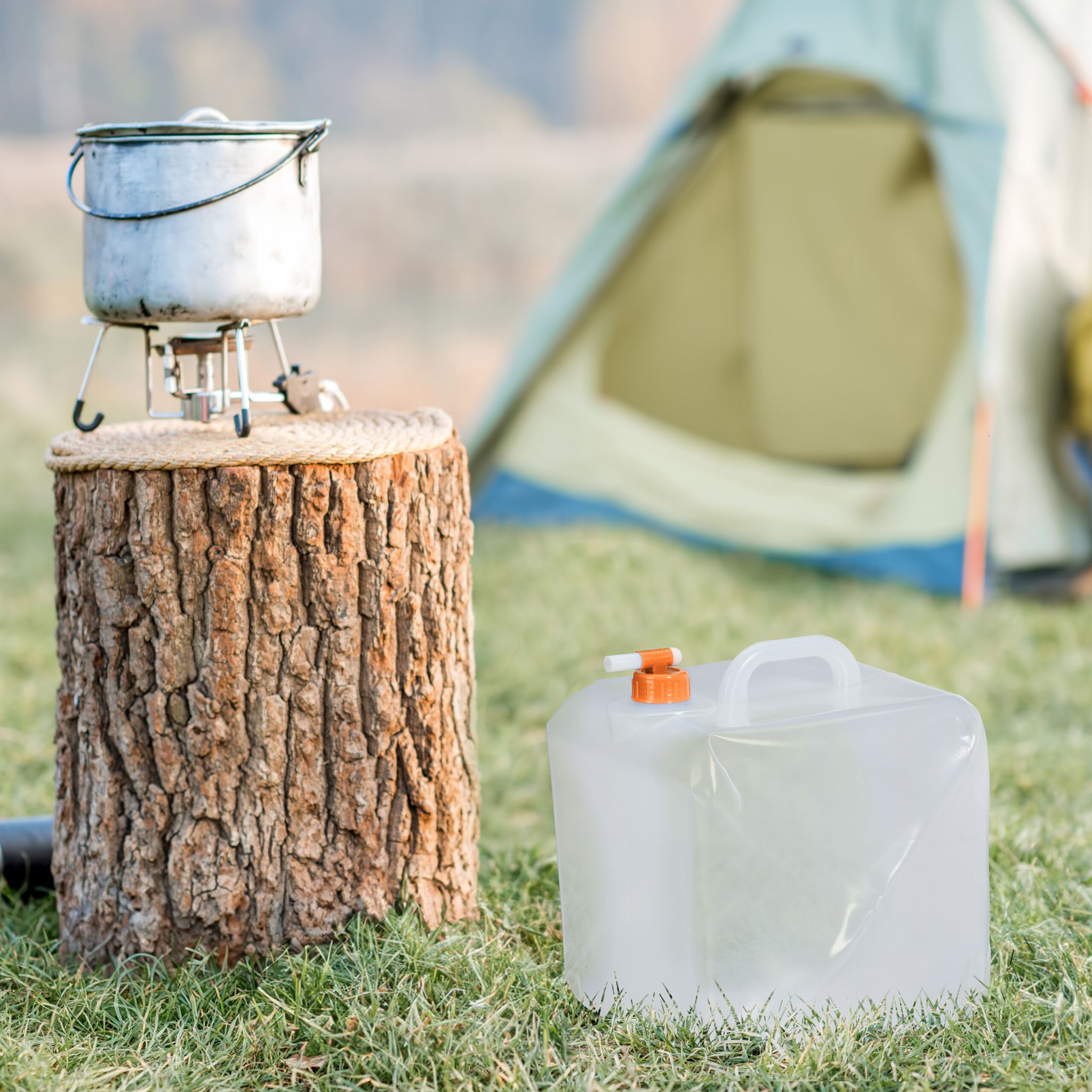 Faltbarer Wasserkanister 4er-Set Weiss-Orange-Transparent