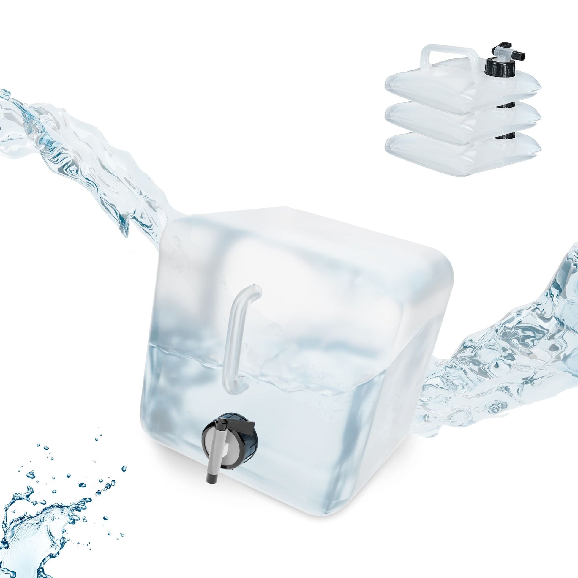 Faltbarer Wasserkanister 4er-Set Schwarz-Transparent von Relaxdays
