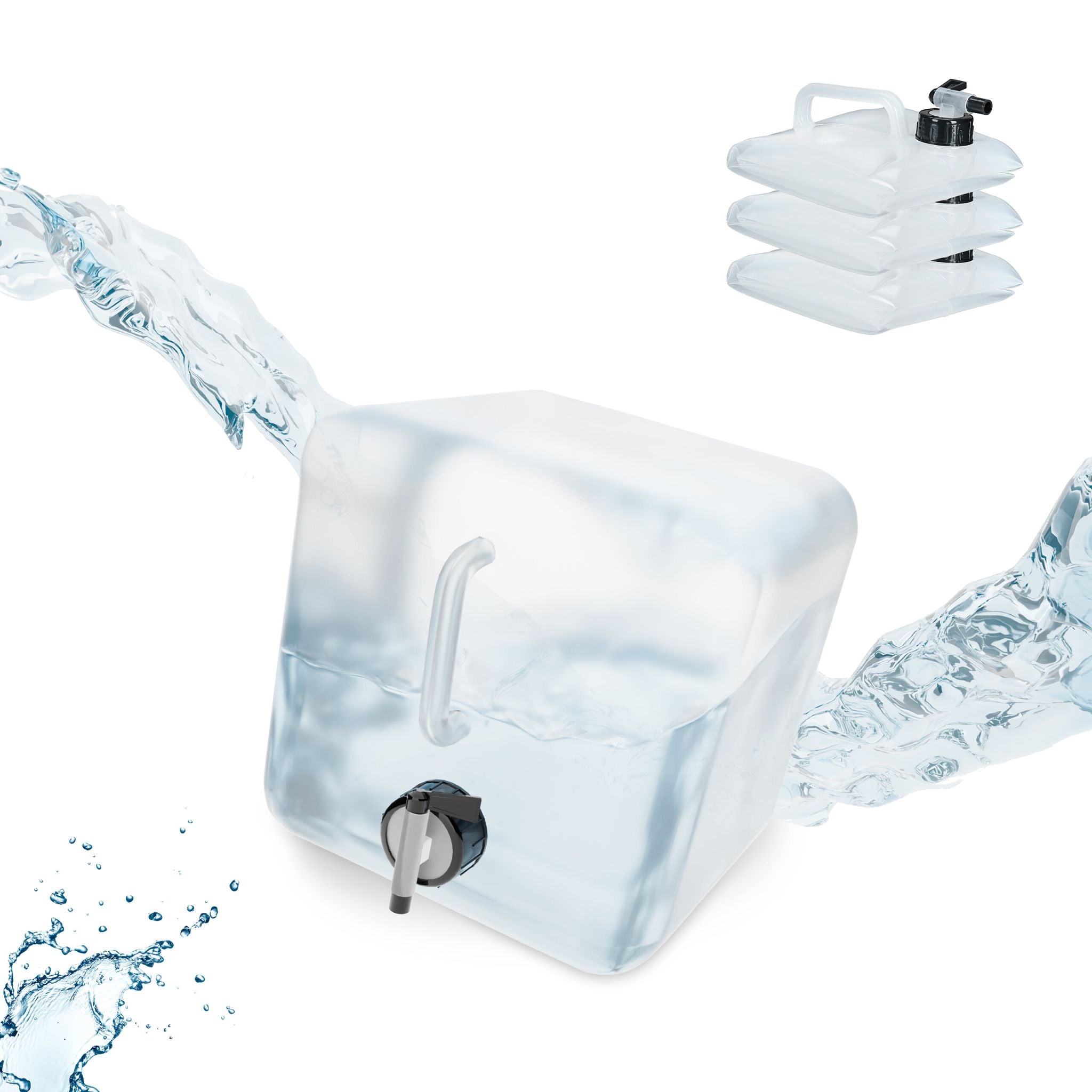 Faltbarer Wasserkanister 4er-Set Schwarz-Transparent von Relaxdays