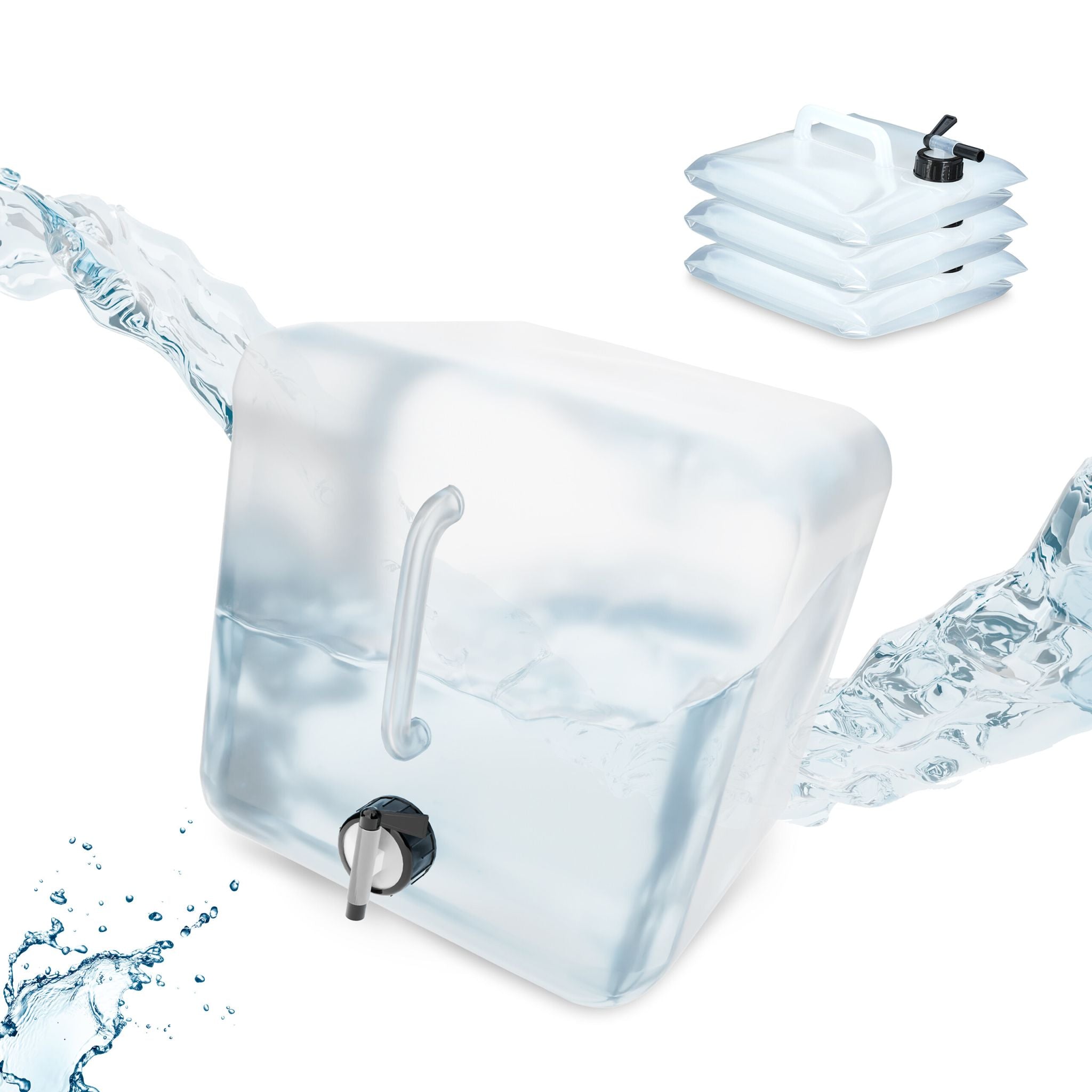 Faltbarer Wasserkanister 4er-Set Schwarz-Transparent