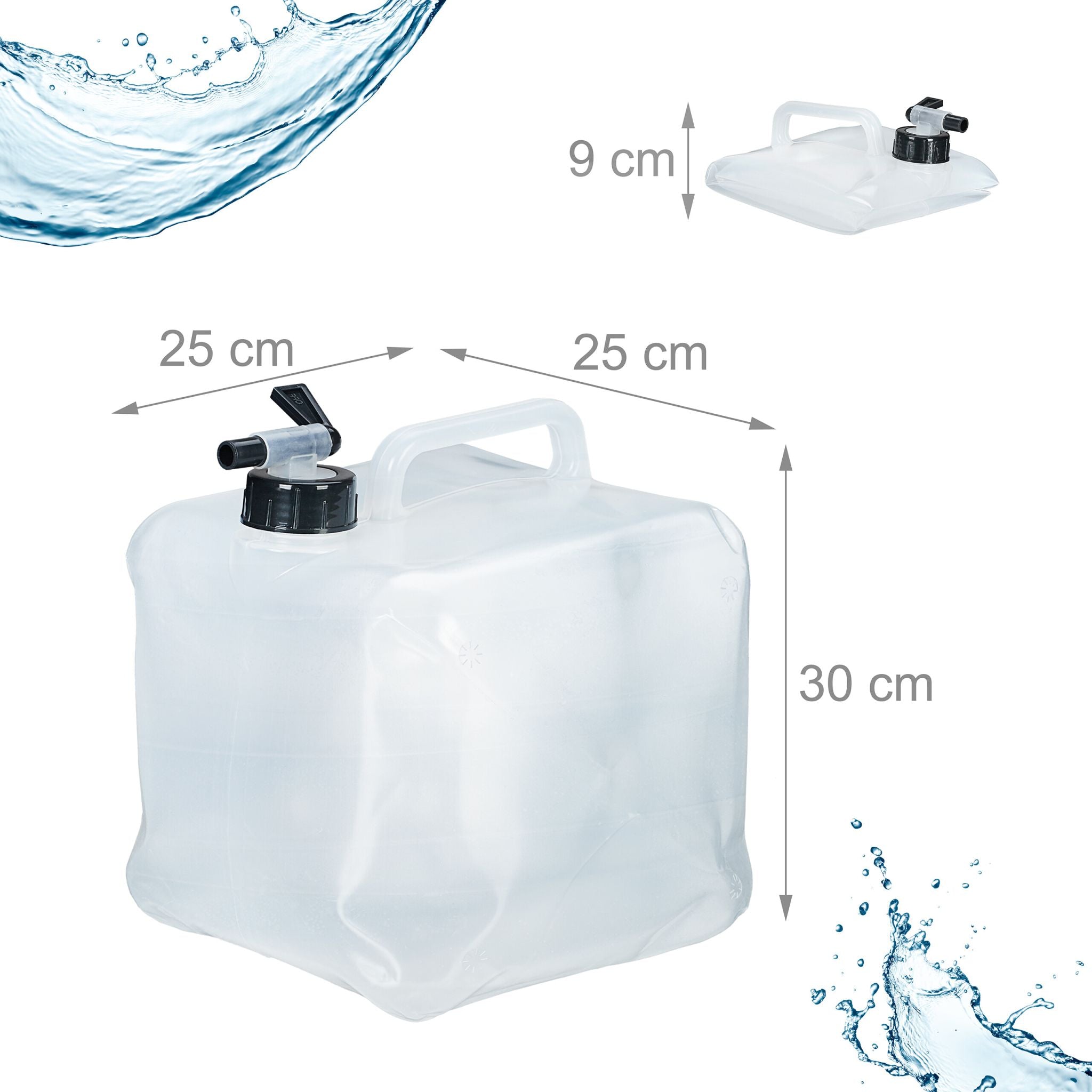 Faltbarer Wasserkanister 4er-Set Schwarz-Transparent