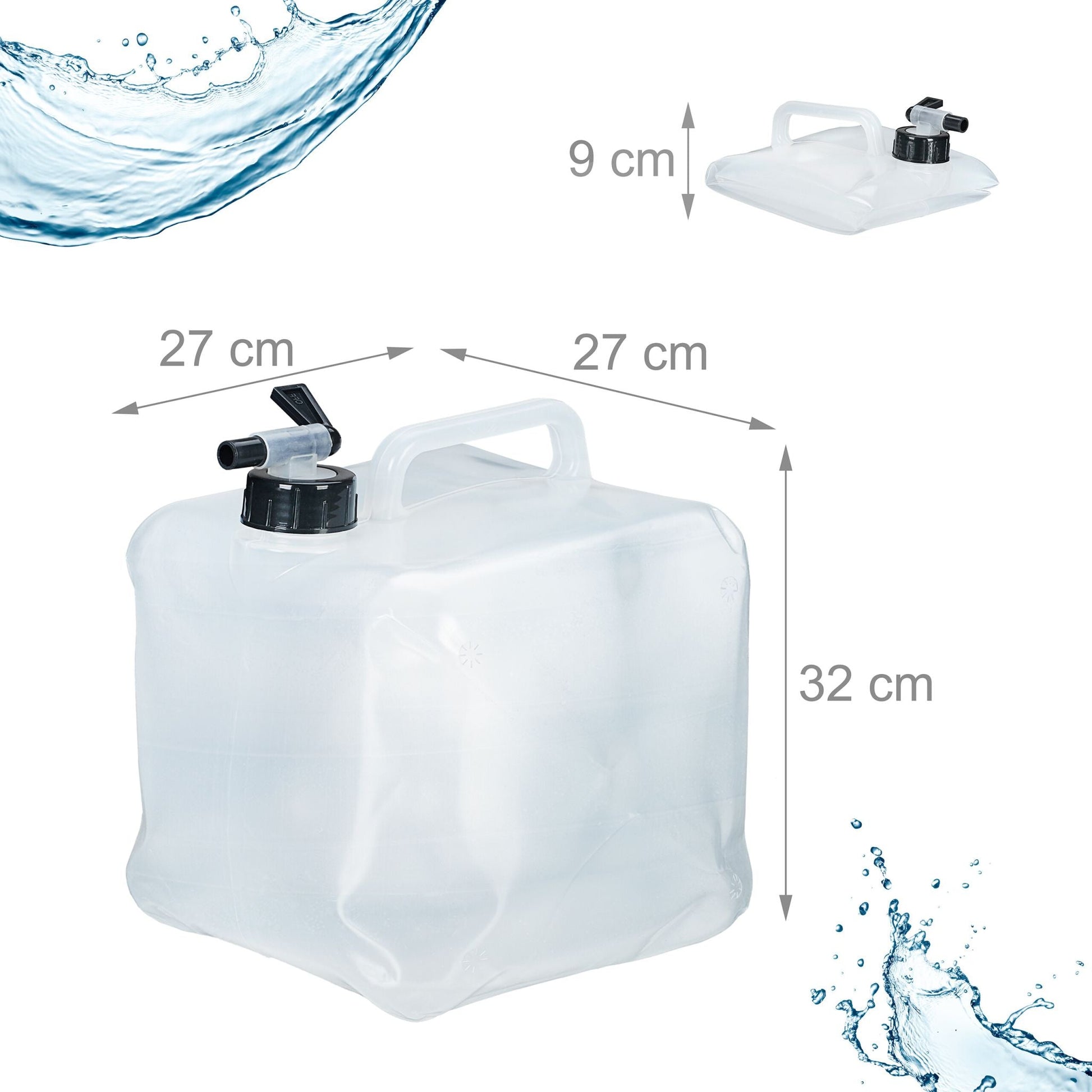 Faltbarer Wasserkanister 4er-Set Schwarz-Transparent von Relaxdays