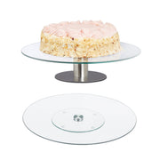Drehbare Tortenplatte 2er-Set Silber-Transparent von Relaxdays