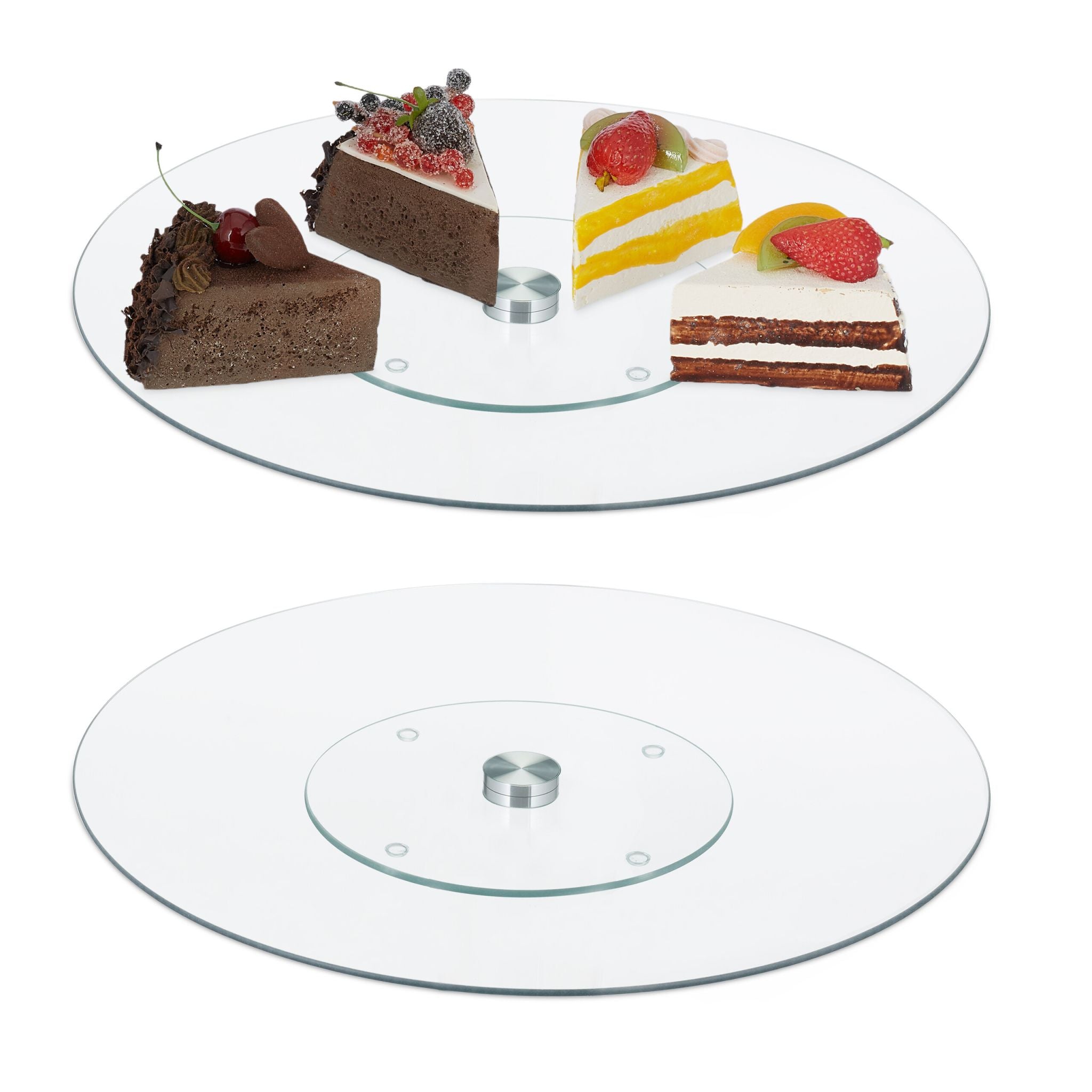 Drehbare Tortenplatte 2er-Set Transparent von Relaxdays