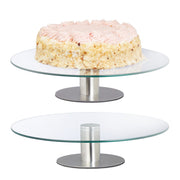 Tortenplatte mit Fuss 2er-Set Silber-Transparent von Relaxdays