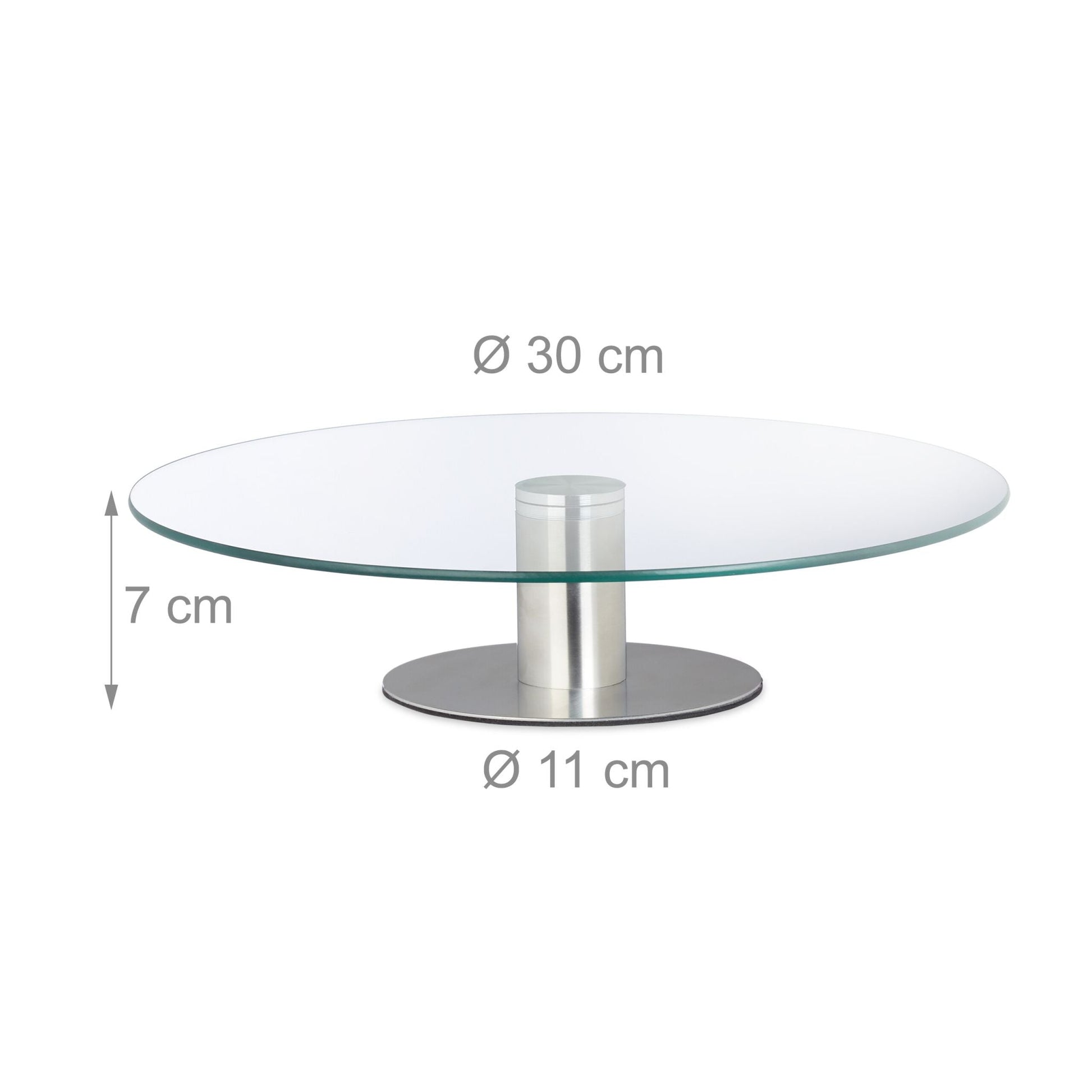 Tortenplatte mit Fuss 2er-Set Silber-Transparent von Relaxdays