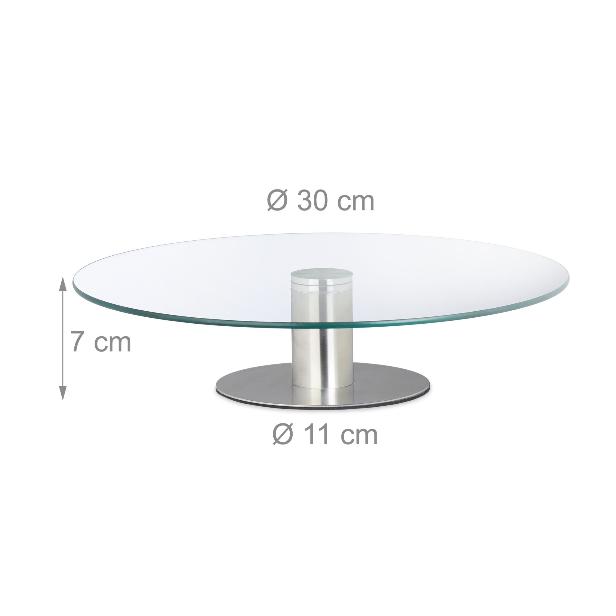 Tortenplatte mit Fuss 2er-Set Silber-Transparent von Relaxdays