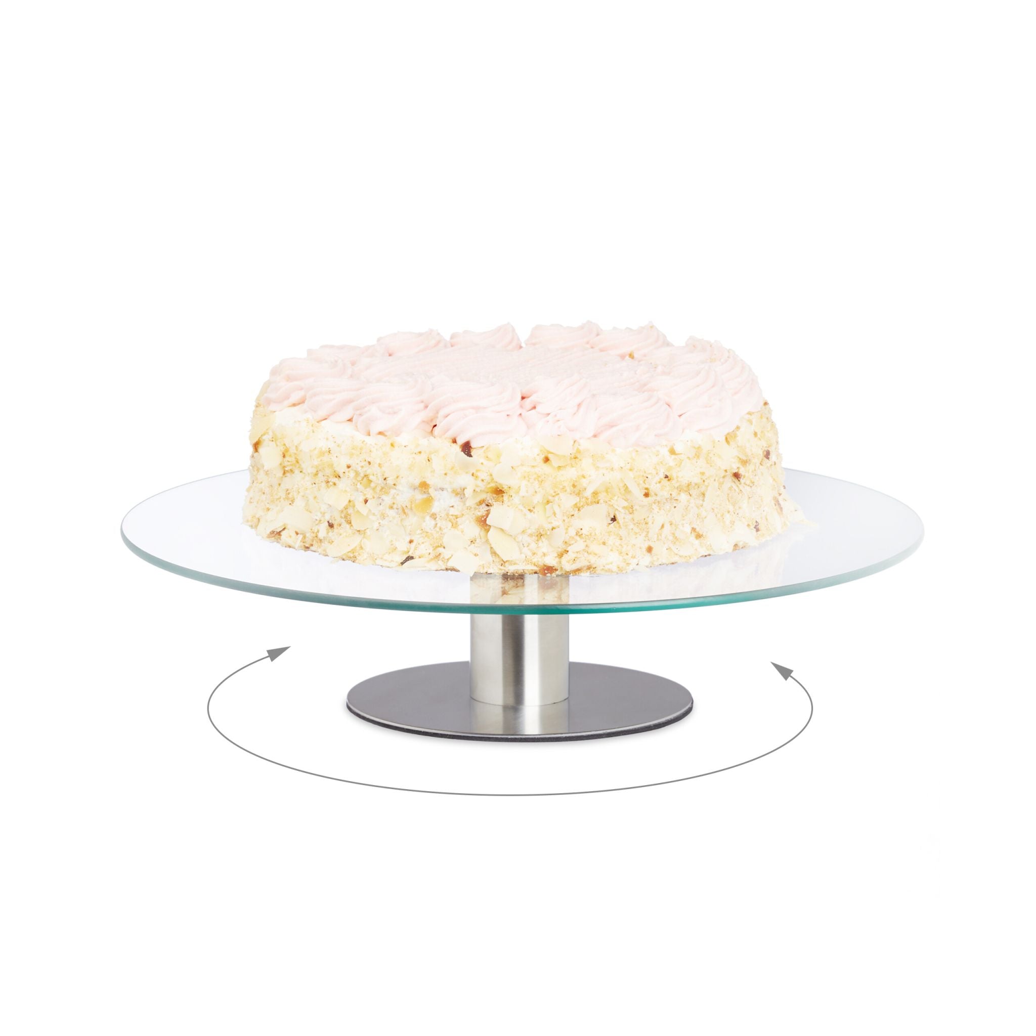 Tortenplatte mit Fuss 2er-Set Silber-Transparent von Relaxdays