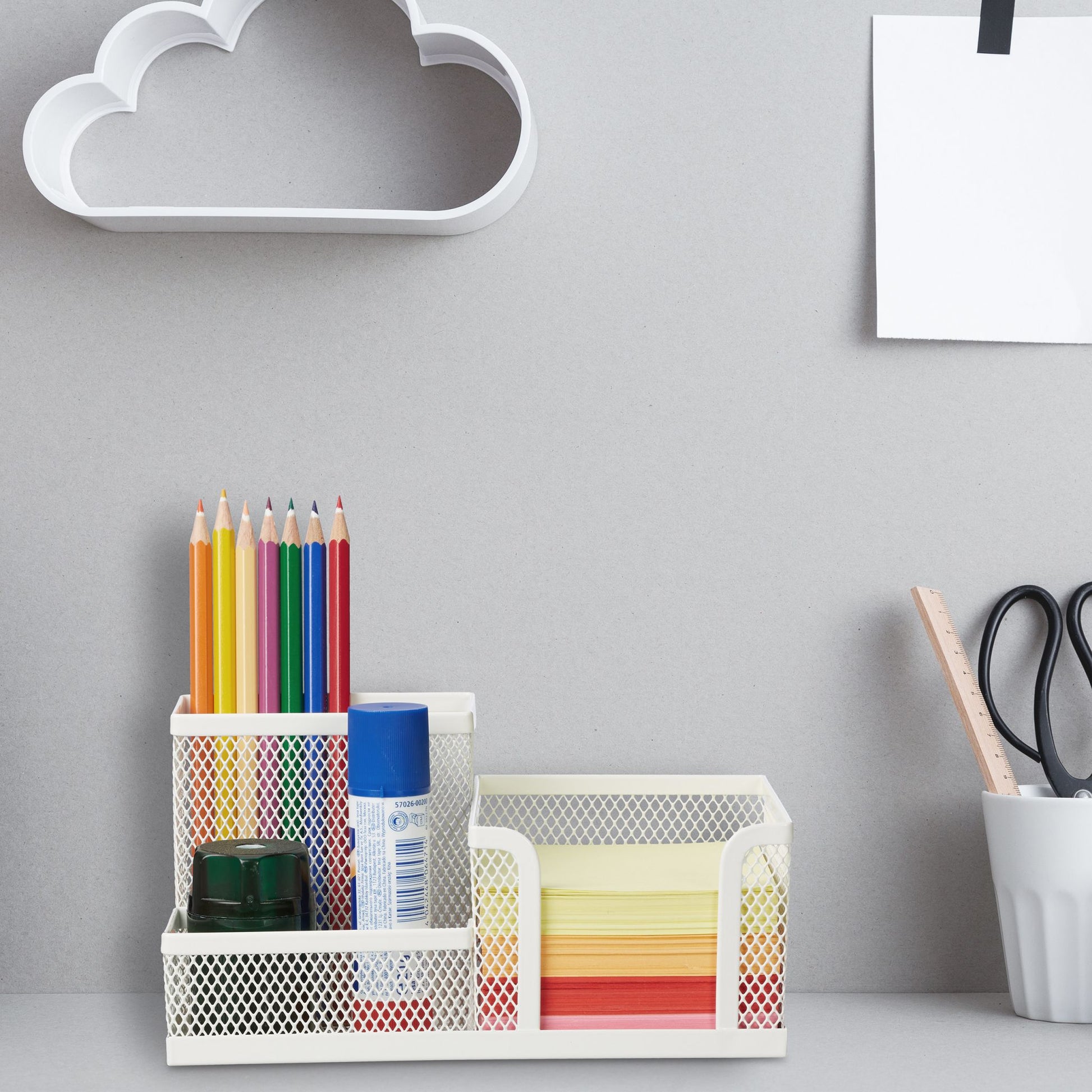 Schreibtisch-Organizer mit 3 Fächern Weiss von Relaxdays