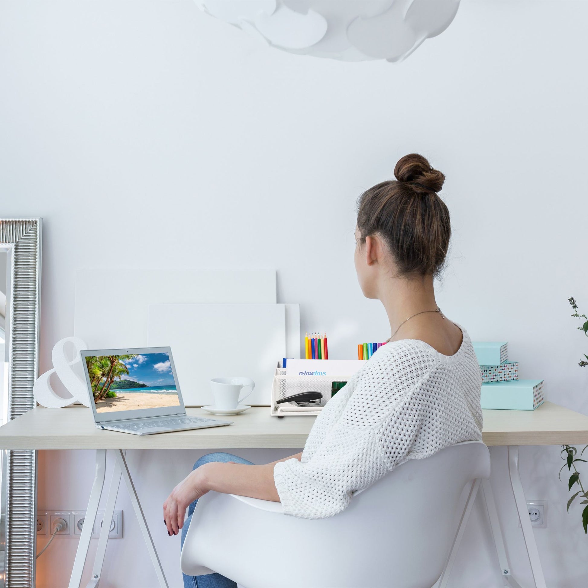 Schreibtisch-Organizer mit 5 Fächern Weiss von Relaxdays