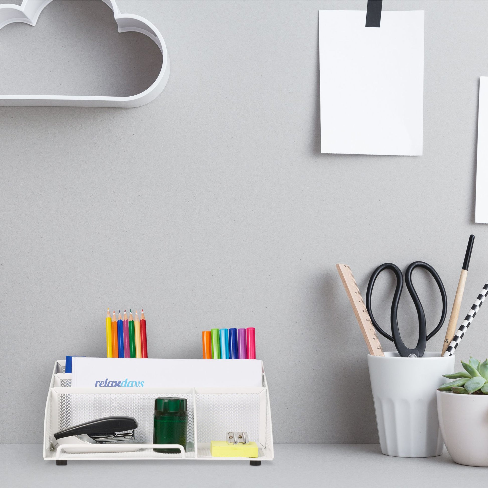Schreibtisch-Organizer mit 5 Fächern Weiss von Relaxdays
