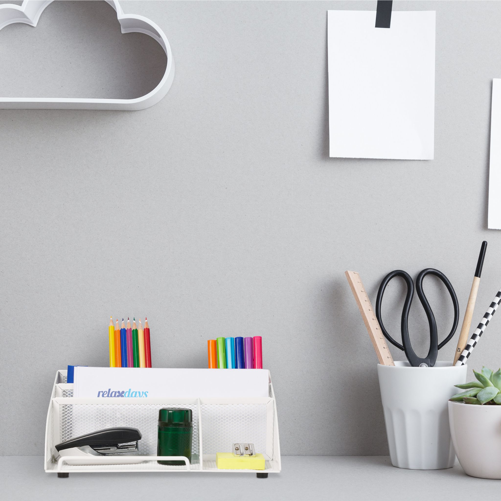Schreibtisch-Organizer mit 5 Fächern Weiss von Relaxdays