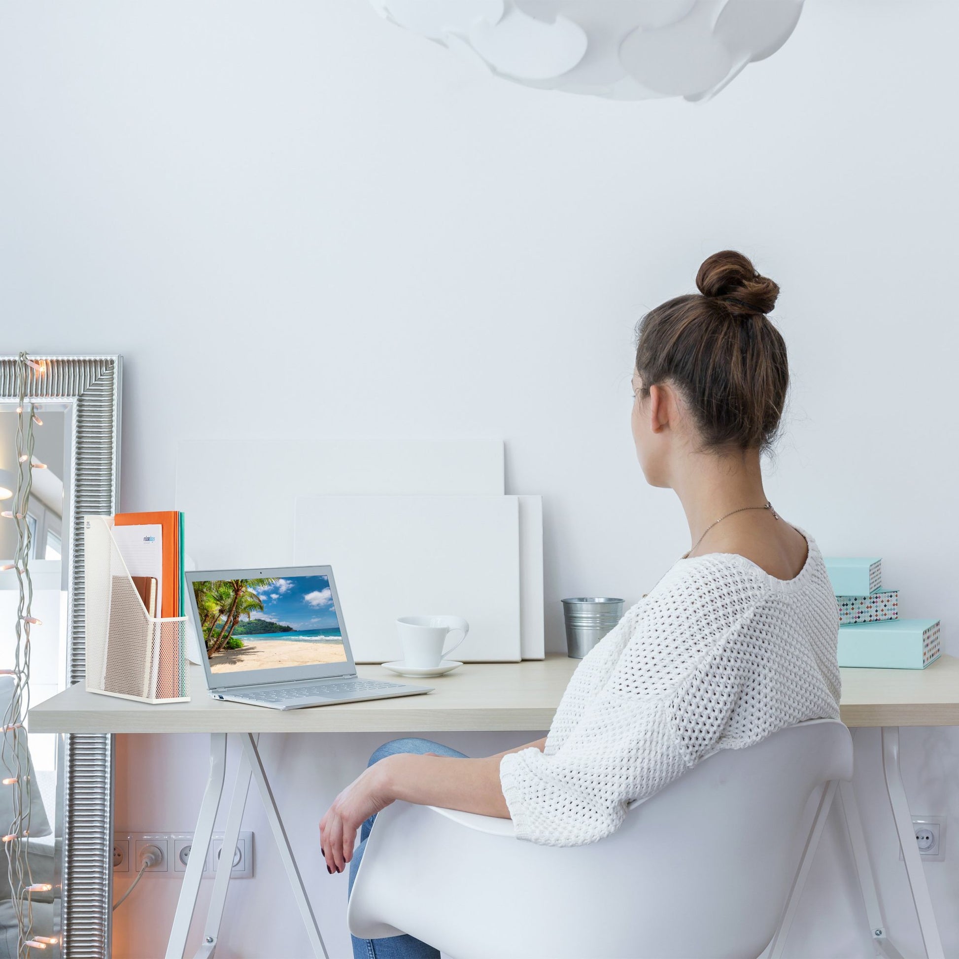 Stehsammler Mesh-Design Weiss von Relaxdays