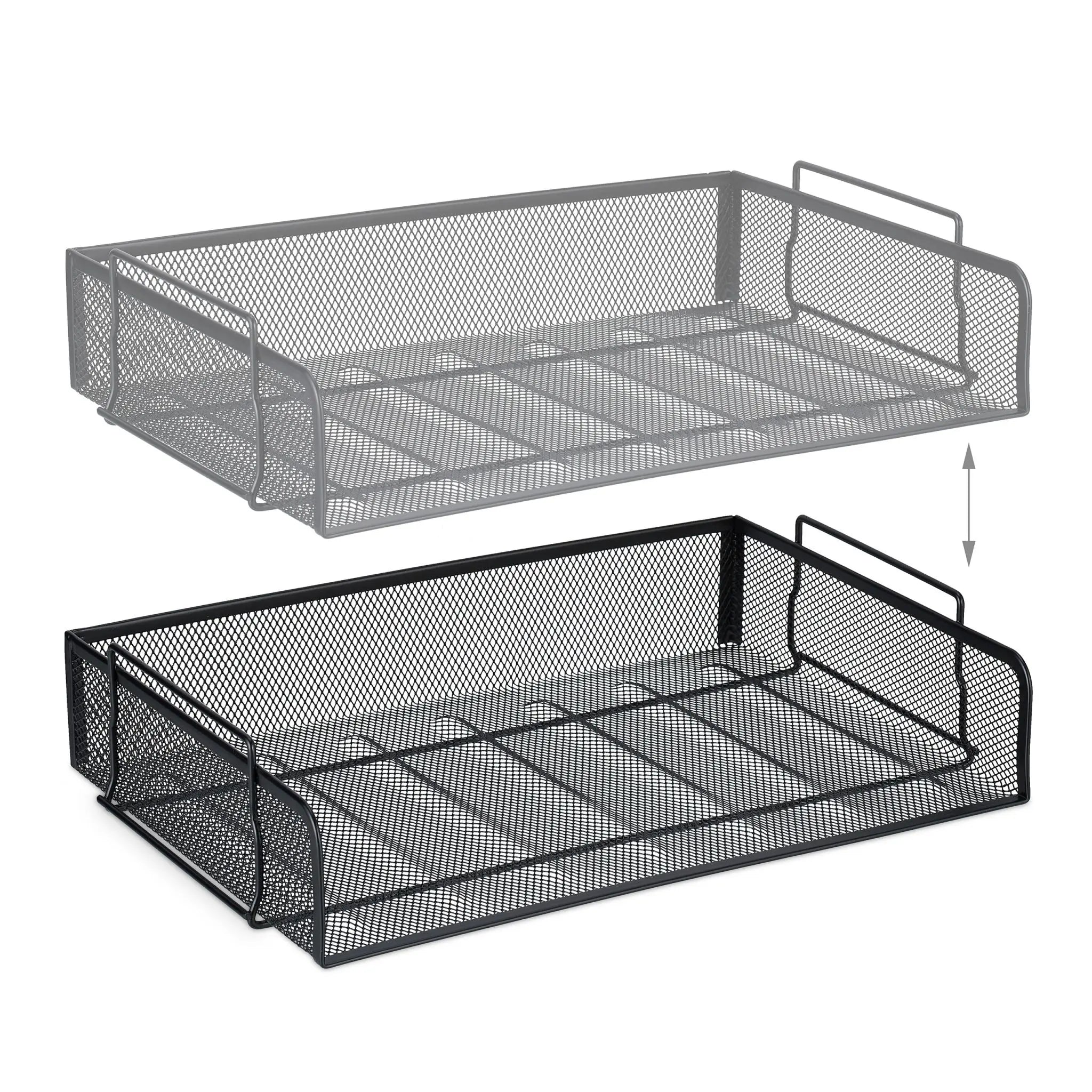 Dokumentenablage Metall stapelbar Schwarz von Relaxdays