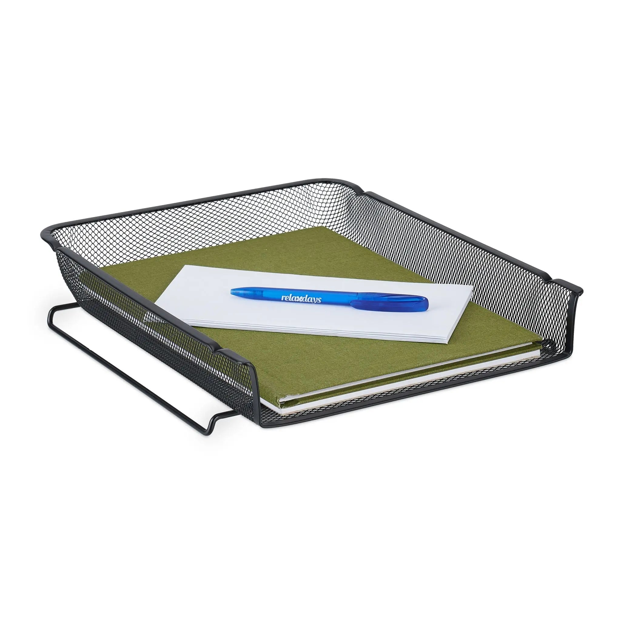 Dokumentenablage Metall stapelbar Schwarz von Relaxdays