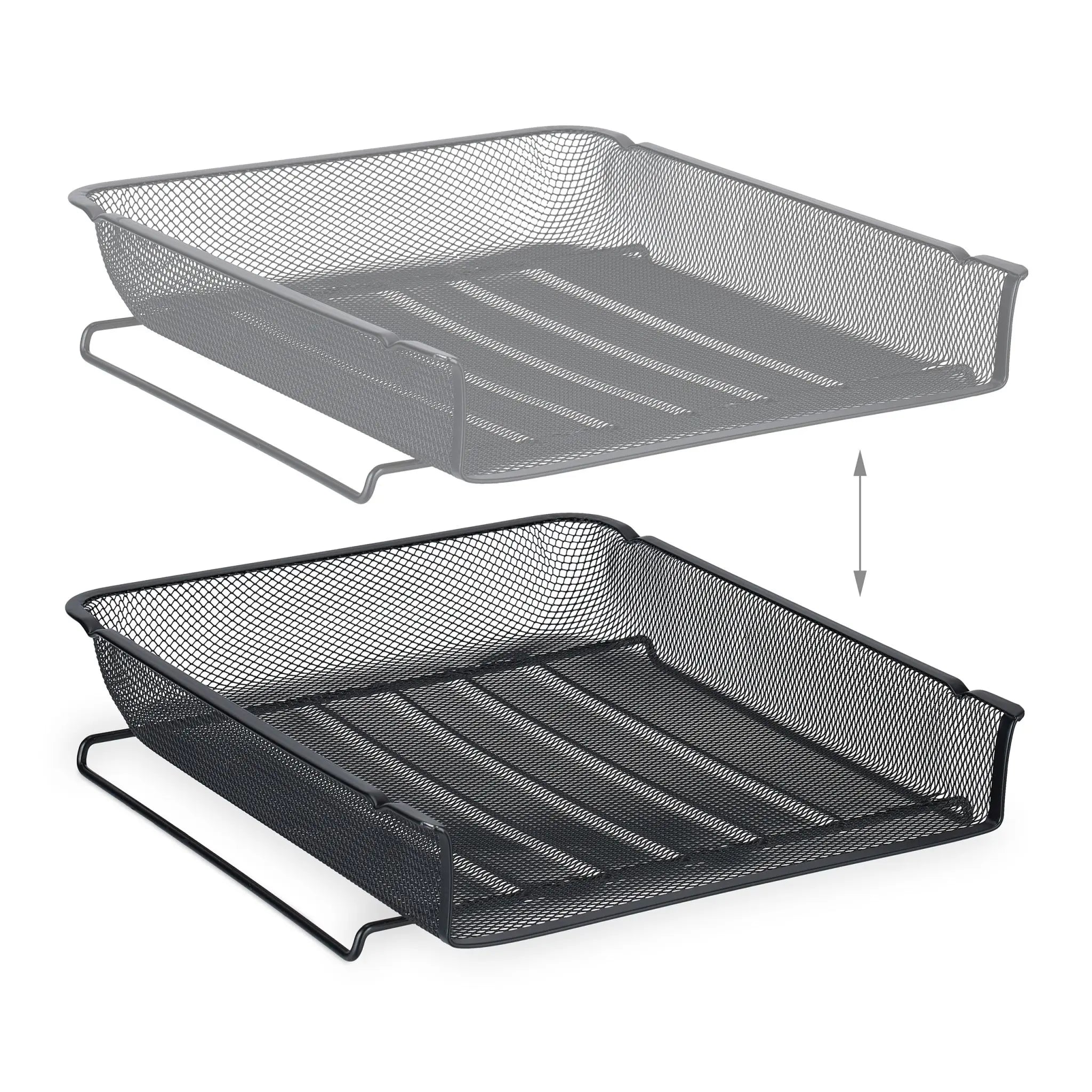 Dokumentenablage Metall stapelbar Schwarz von Relaxdays