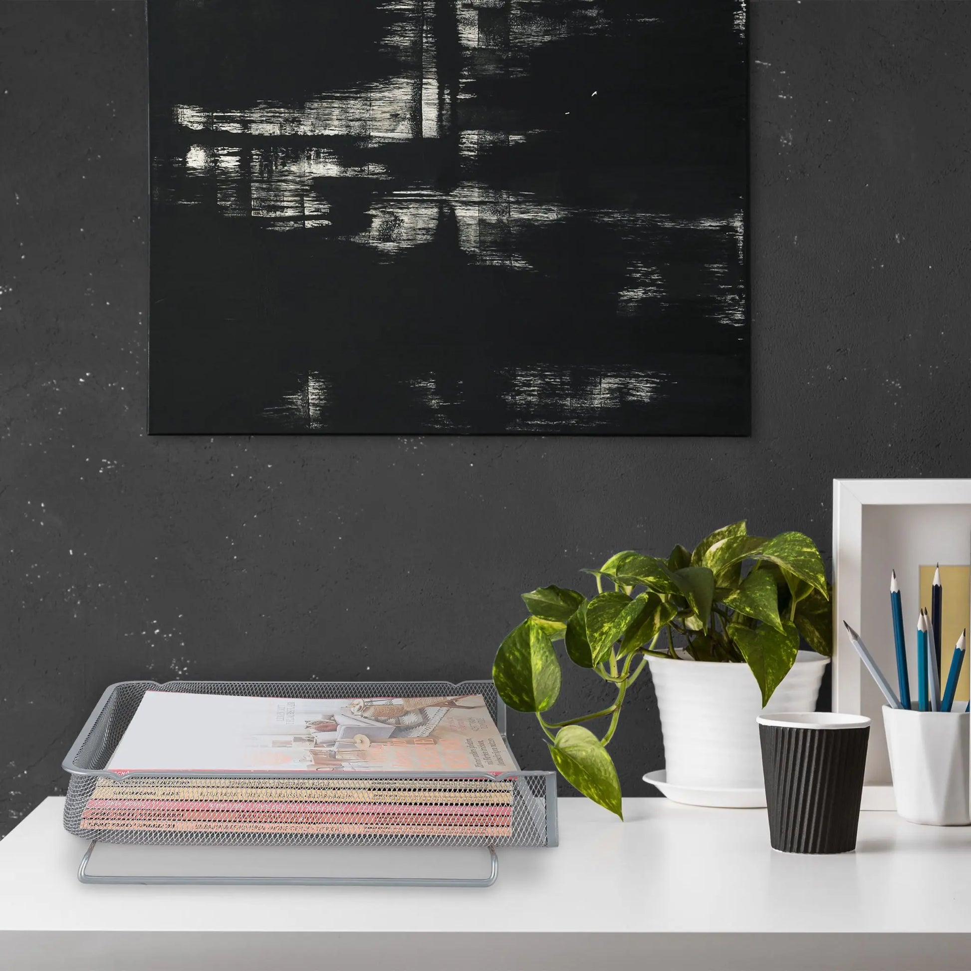 Dokumentenablage Metall stapelbar Silber von Relaxdays