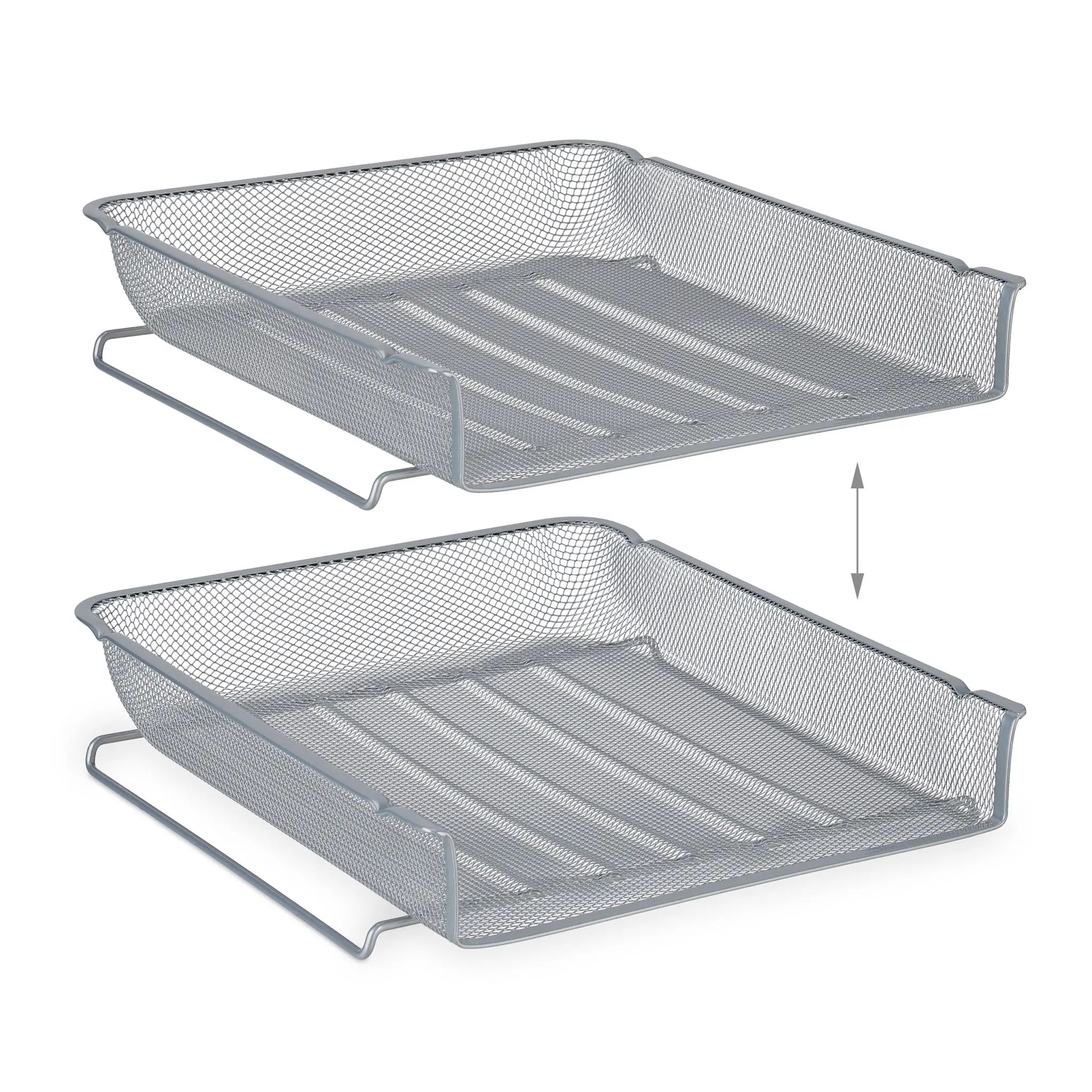 Dokumentenablage Metall stapelbar Silber von Relaxdays