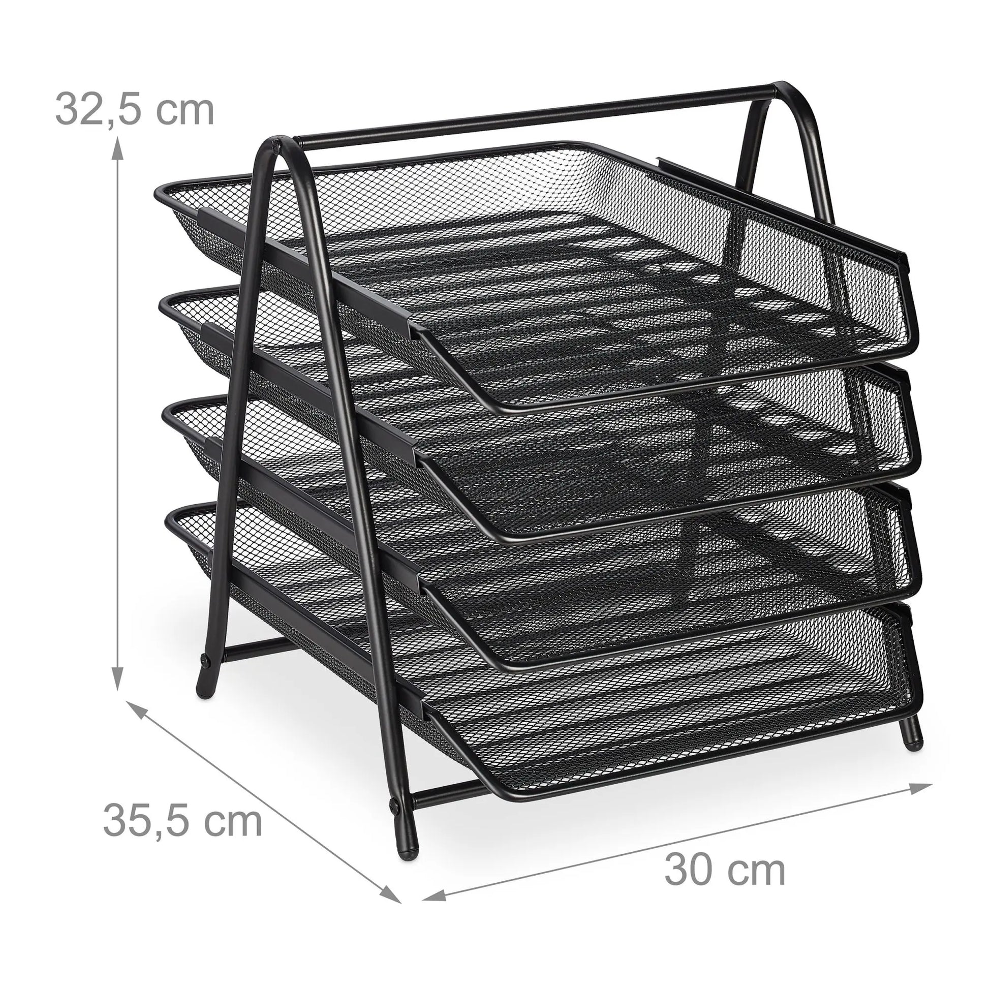 Dokumentenablage mit 4 Fächern Schwarz von Relaxdays
