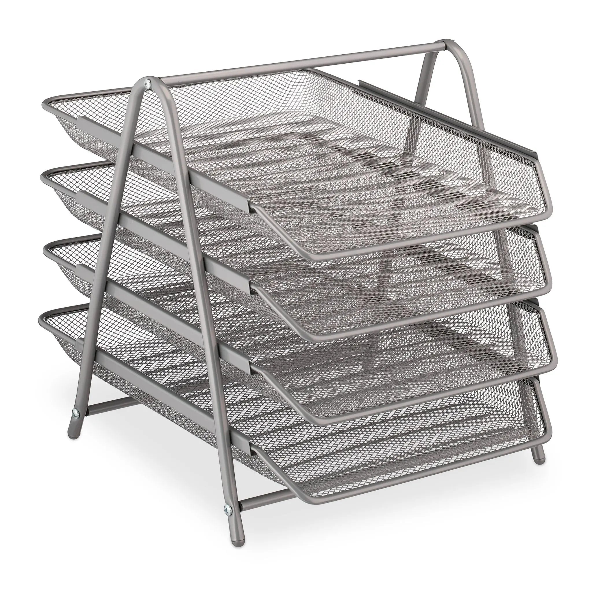 Dokumentenablage Metall mit 4 Fächern Silber von Relaxdays