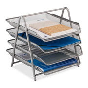 Dokumentenablage Metall mit 4 Fächern Silber von Relaxdays