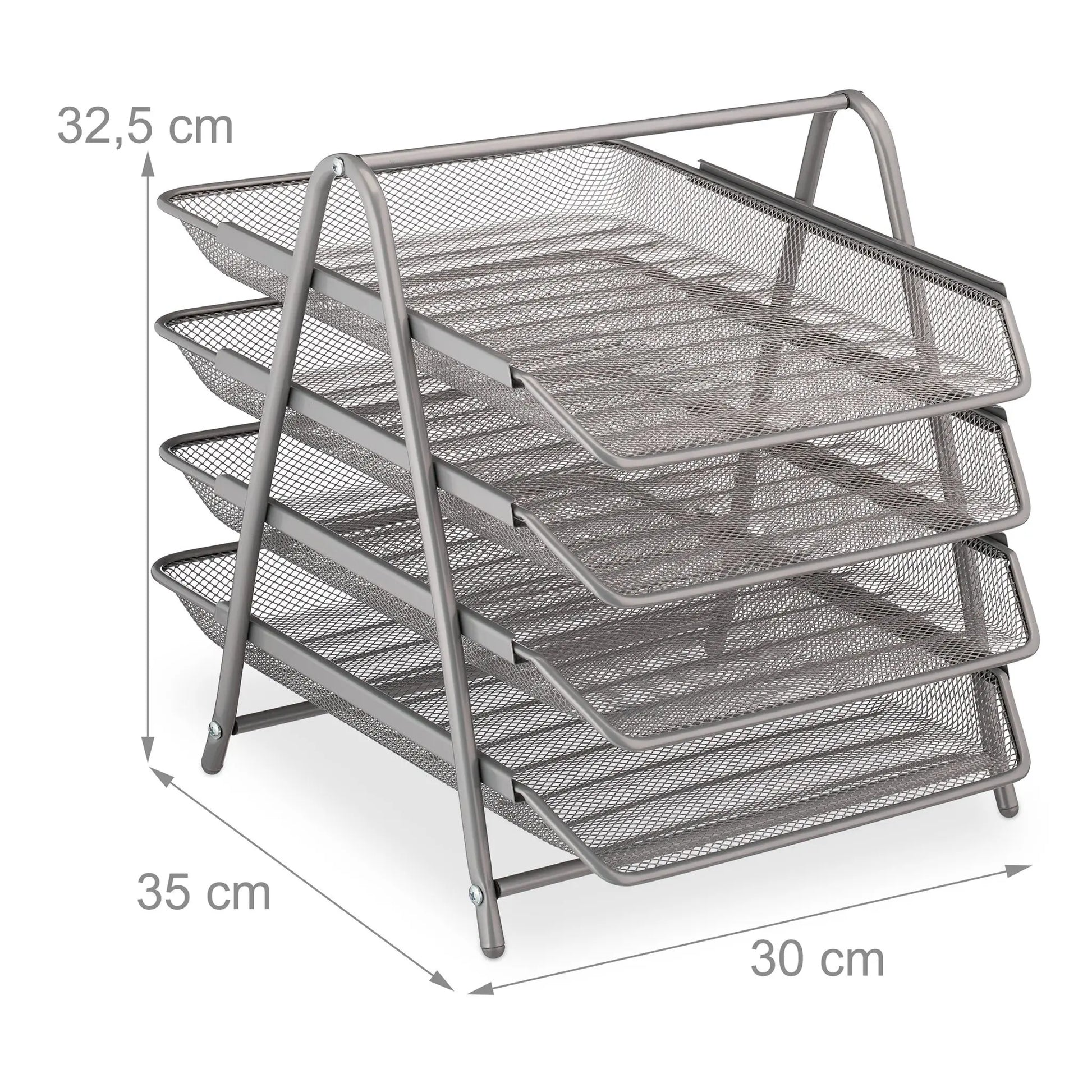 Dokumentenablage Metall mit 4 Fächern Silber von Relaxdays