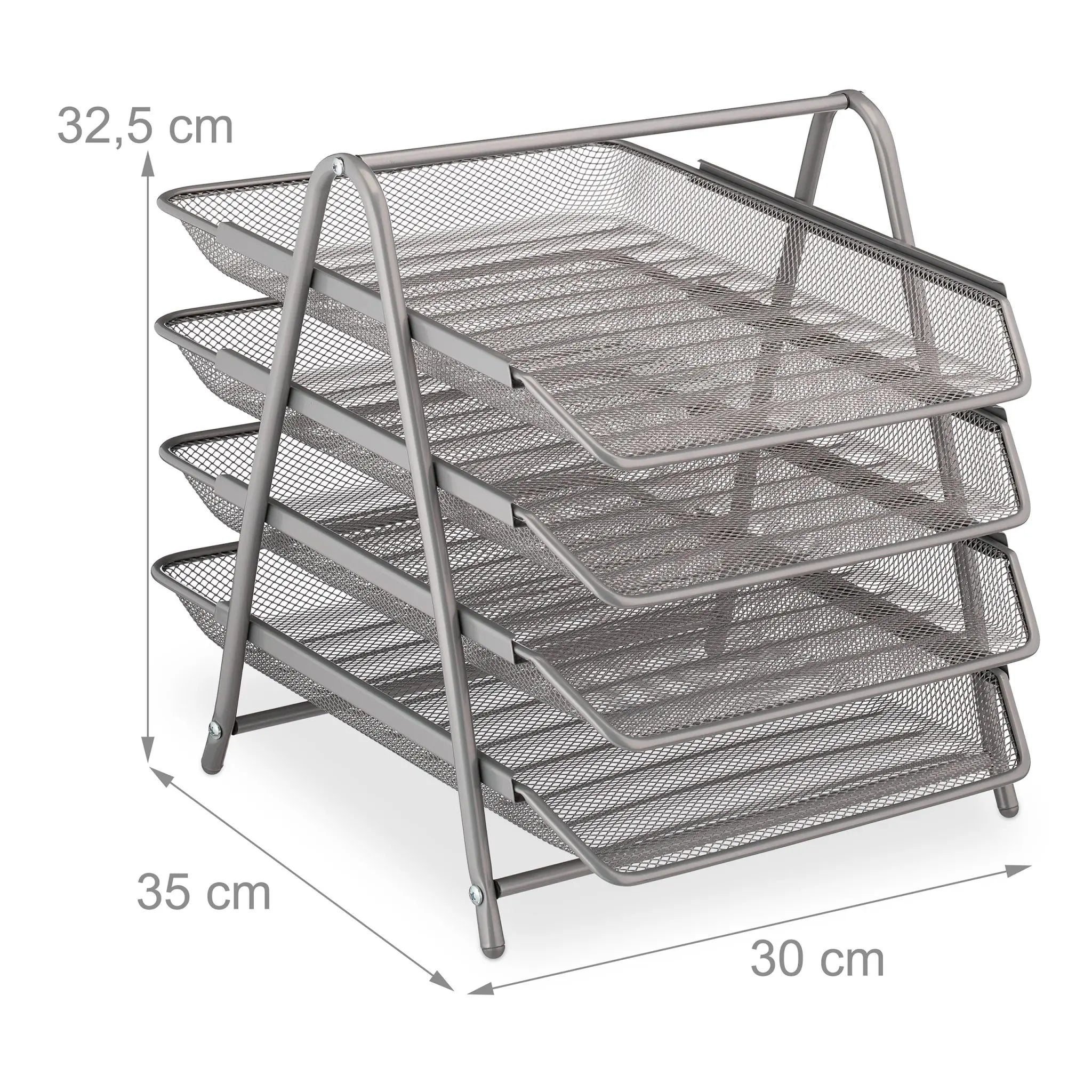Dokumentenablage Metall mit 4 Fächern Silber von Relaxdays