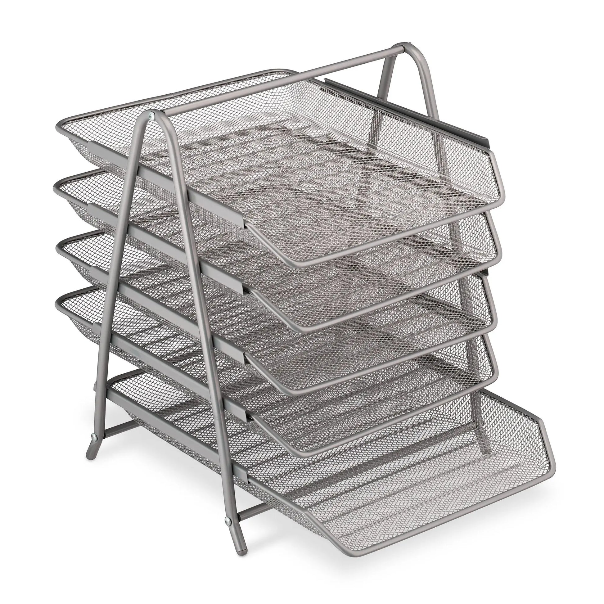 Dokumentenablage Metall mit 5 Fächern Silber von Relaxdays