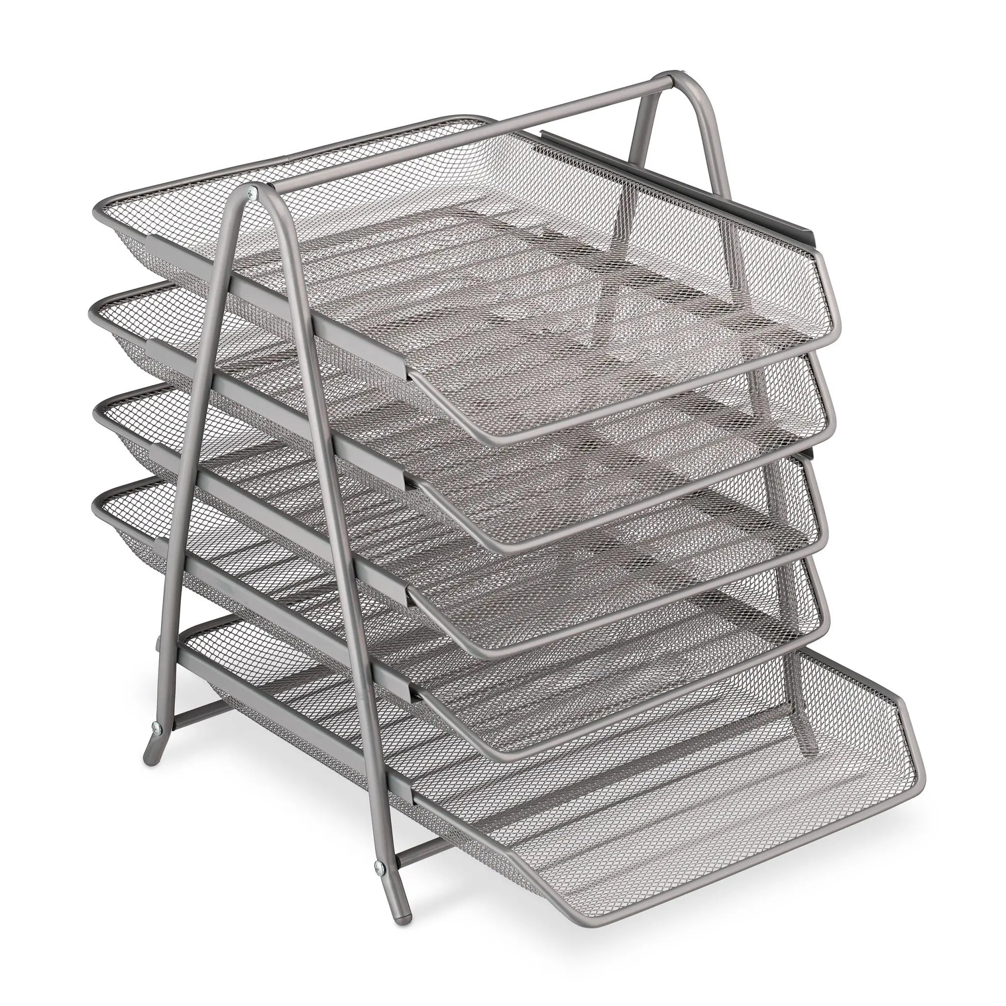 Dokumentenablage Metall mit 5 Fächern Silber von Relaxdays