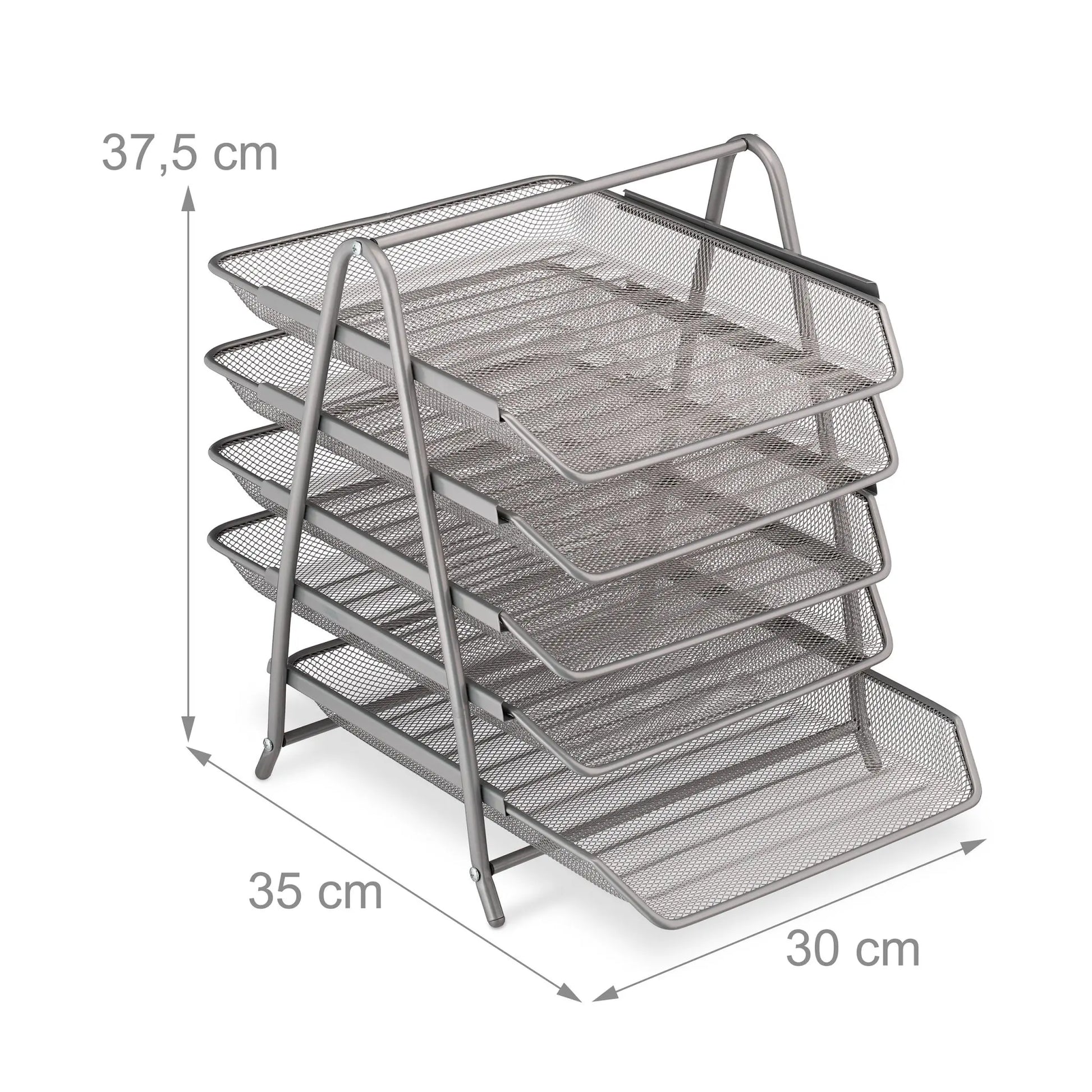 Dokumentenablage Metall mit 5 Fächern Silber von Relaxdays
