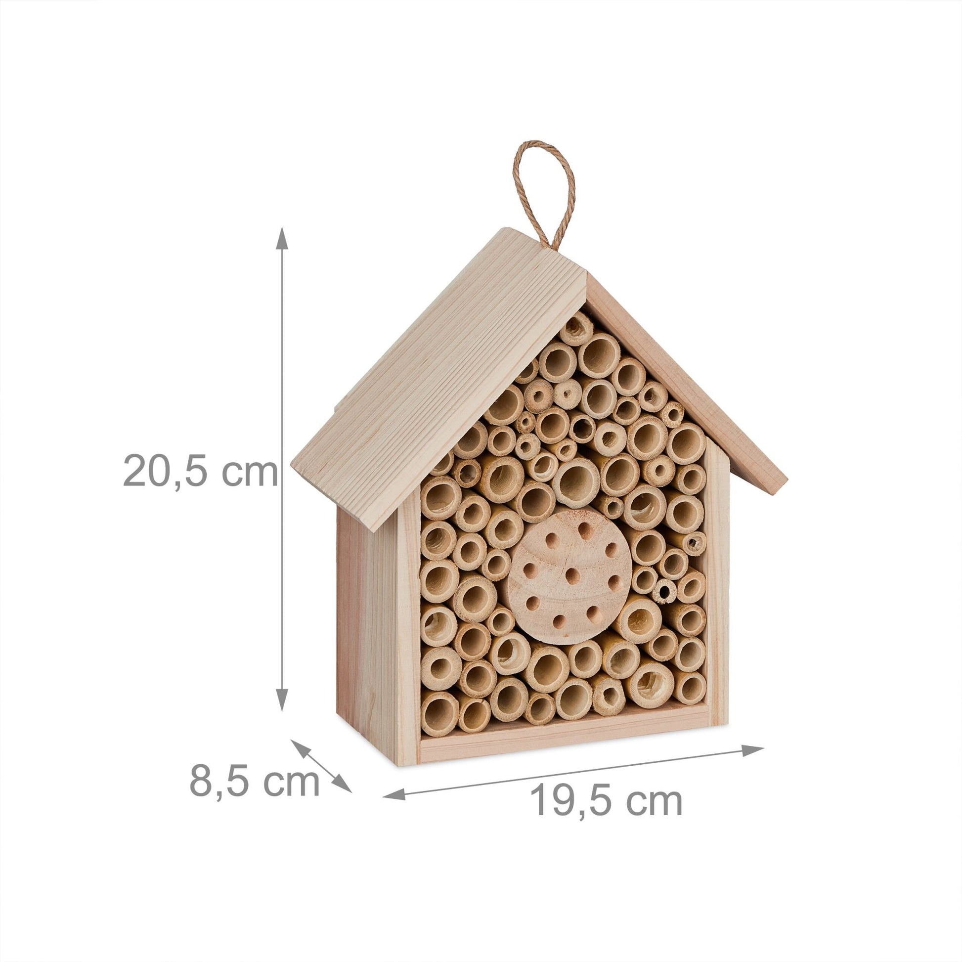 Bienenhotel unbehandeltem Holz Hellbraun von Relaxdays