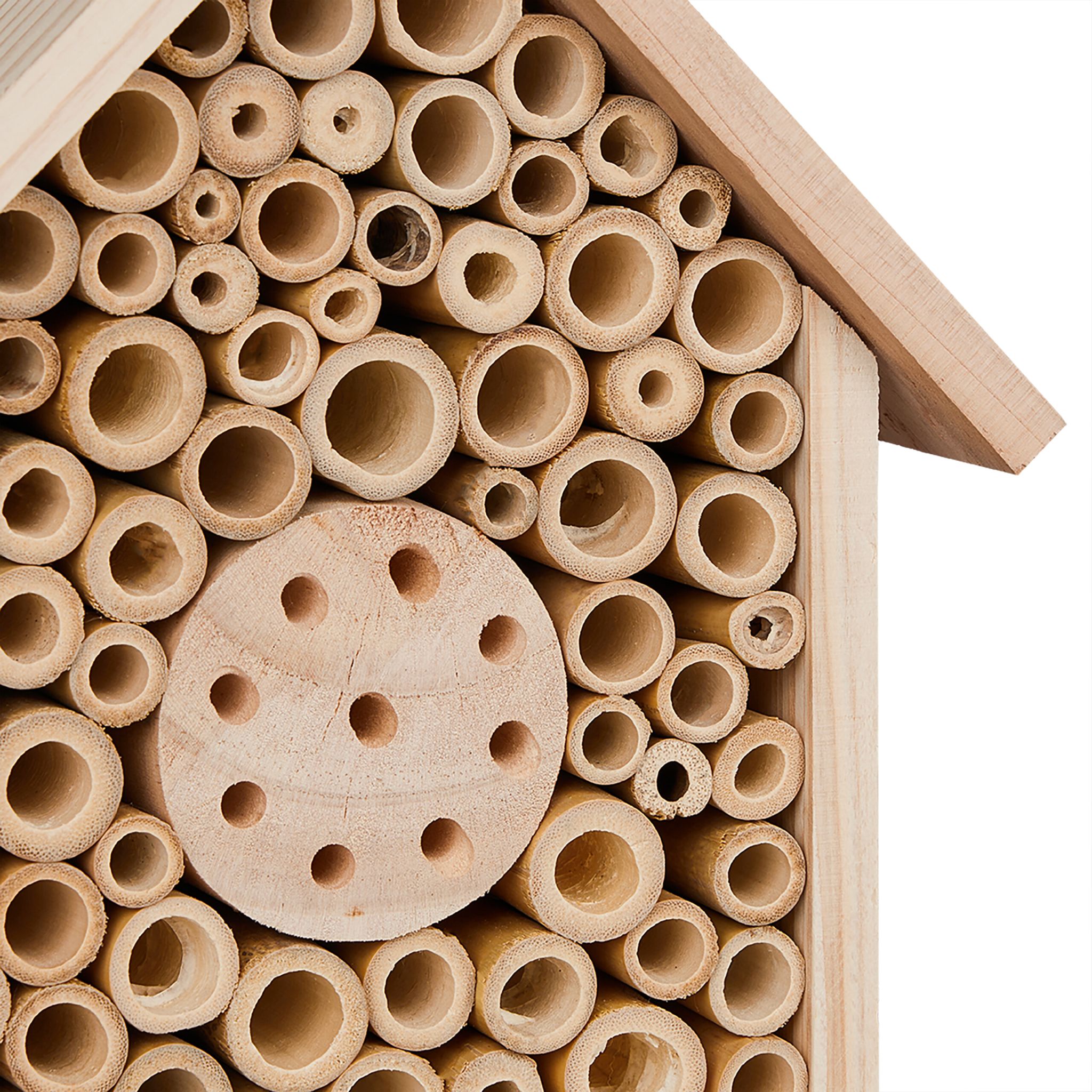 Bienenhotel unbehandeltem Holz Hellbraun von Relaxdays