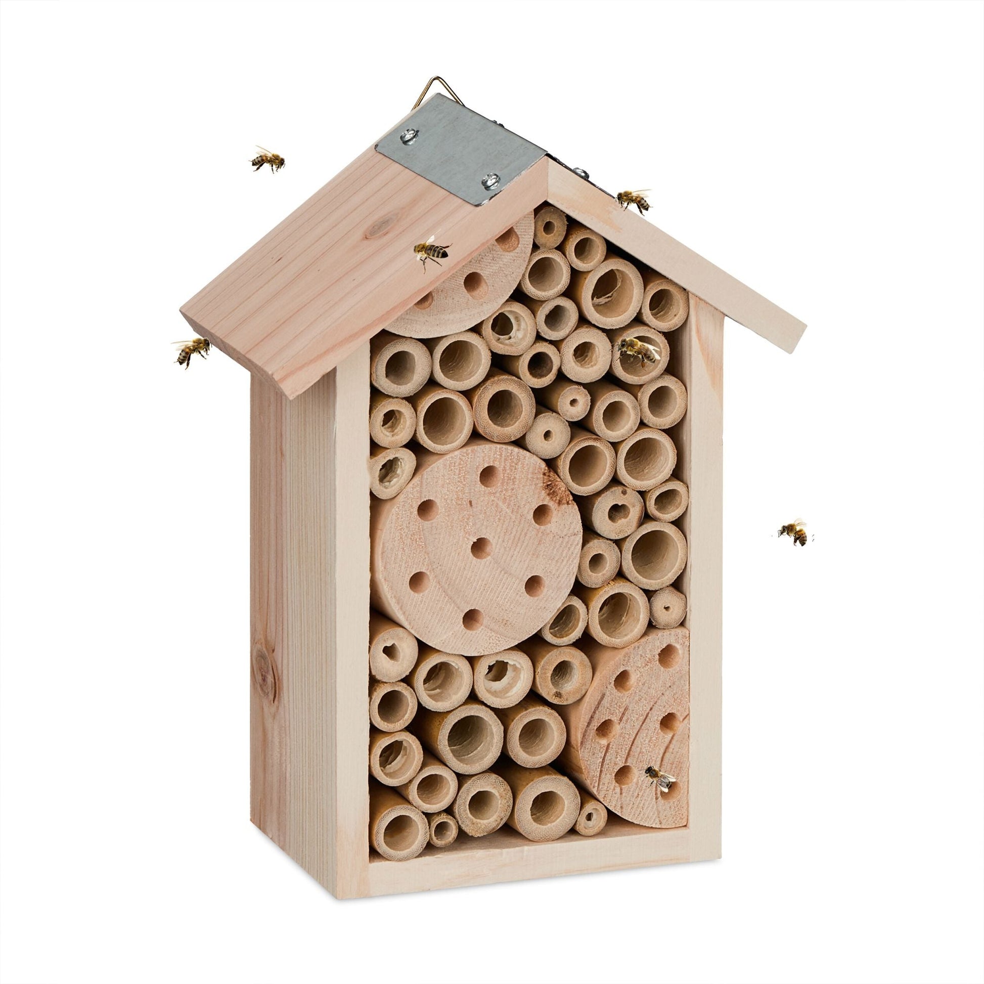 Bienenhotel mit Bambusröhrchen Hellbraun von Relaxdays