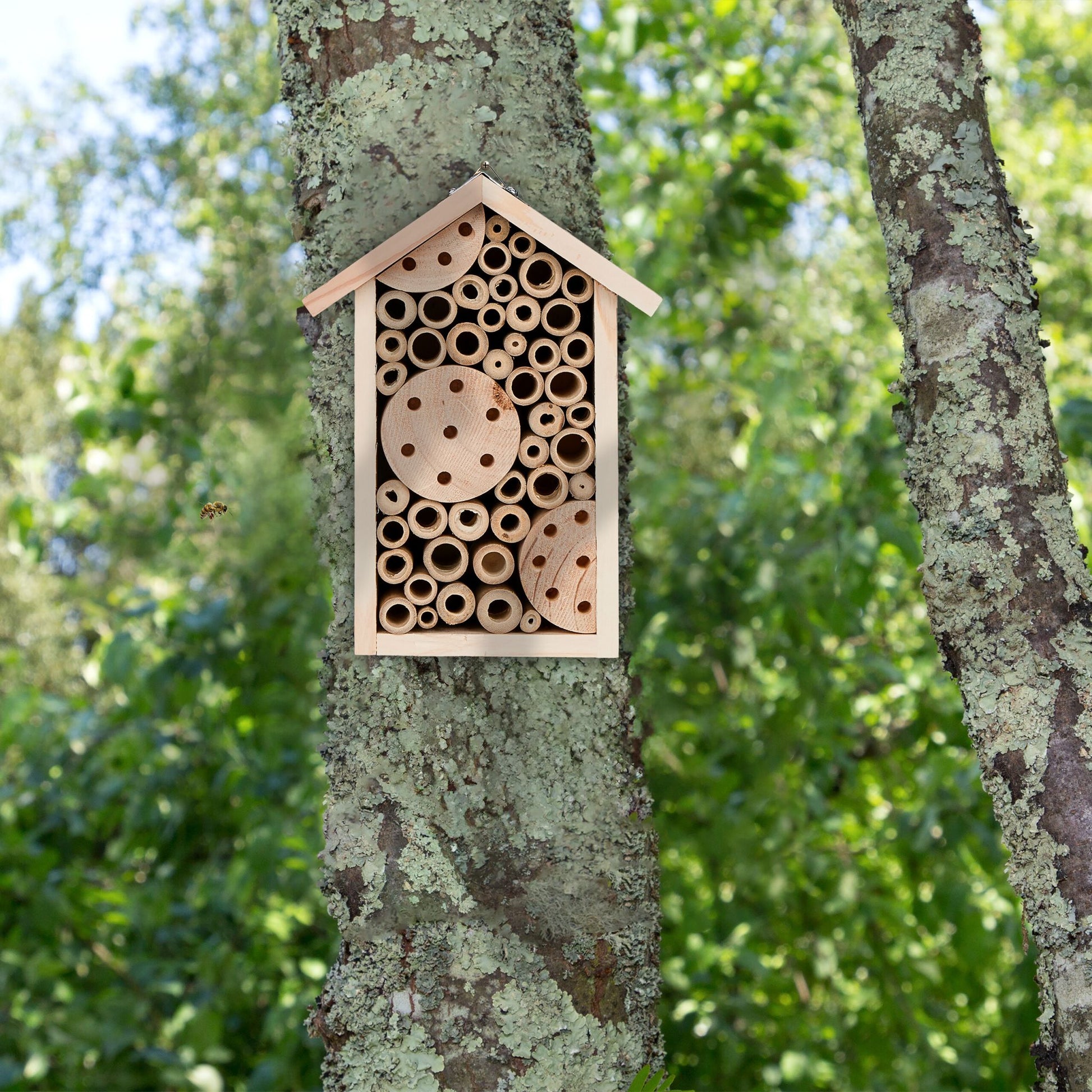 Bienenhotel mit Bambusröhrchen Hellbraun von Relaxdays