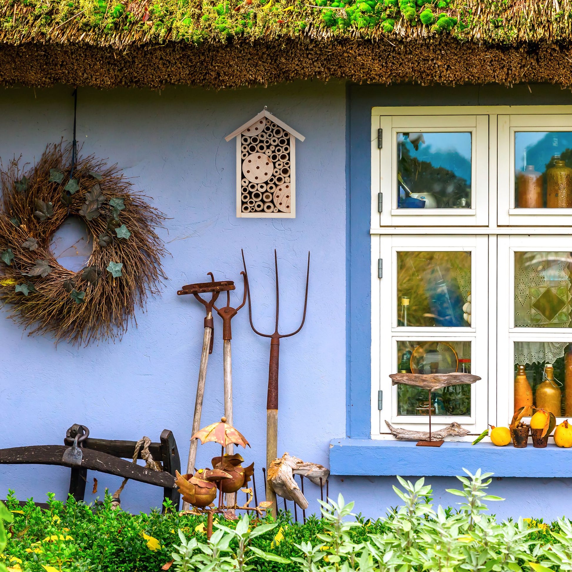Bienenhotel mit Bambusröhrchen Hellbraun von Relaxdays