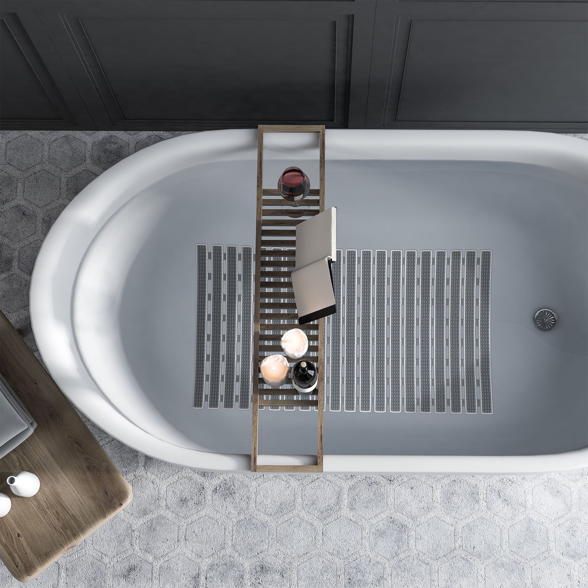 Antirutschmatte für Dusche & Badewanne Weiss-Grau von Relaxdays