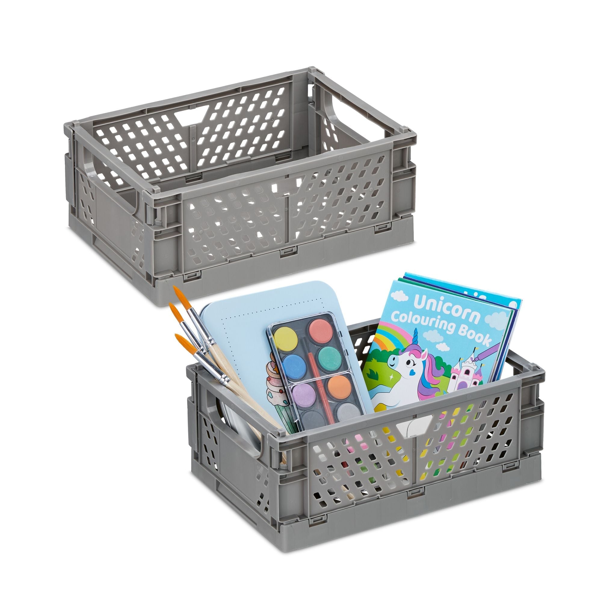 Kleine Klappbox 2er-Set Grau von Relaxdays