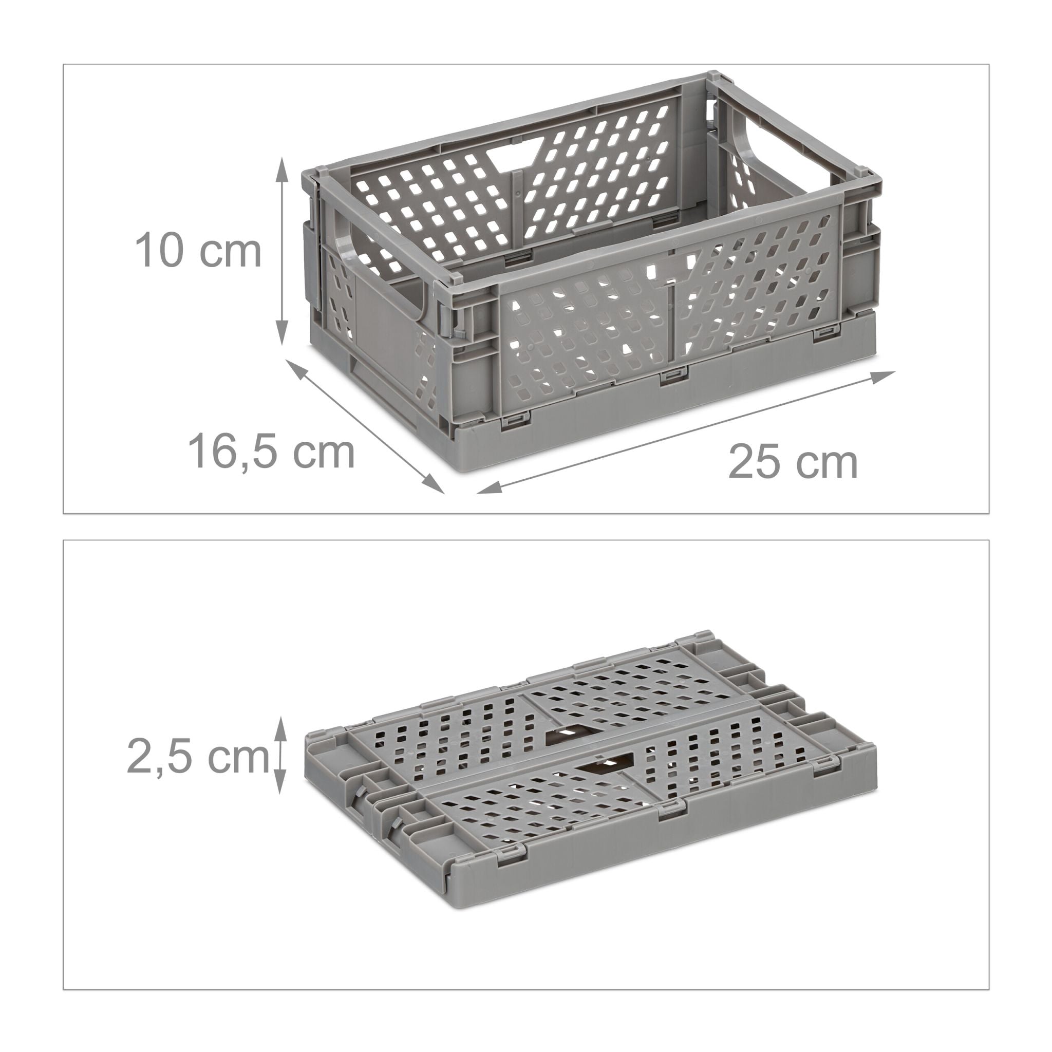 Kleine Klappbox 2er-Set Grau von Relaxdays
